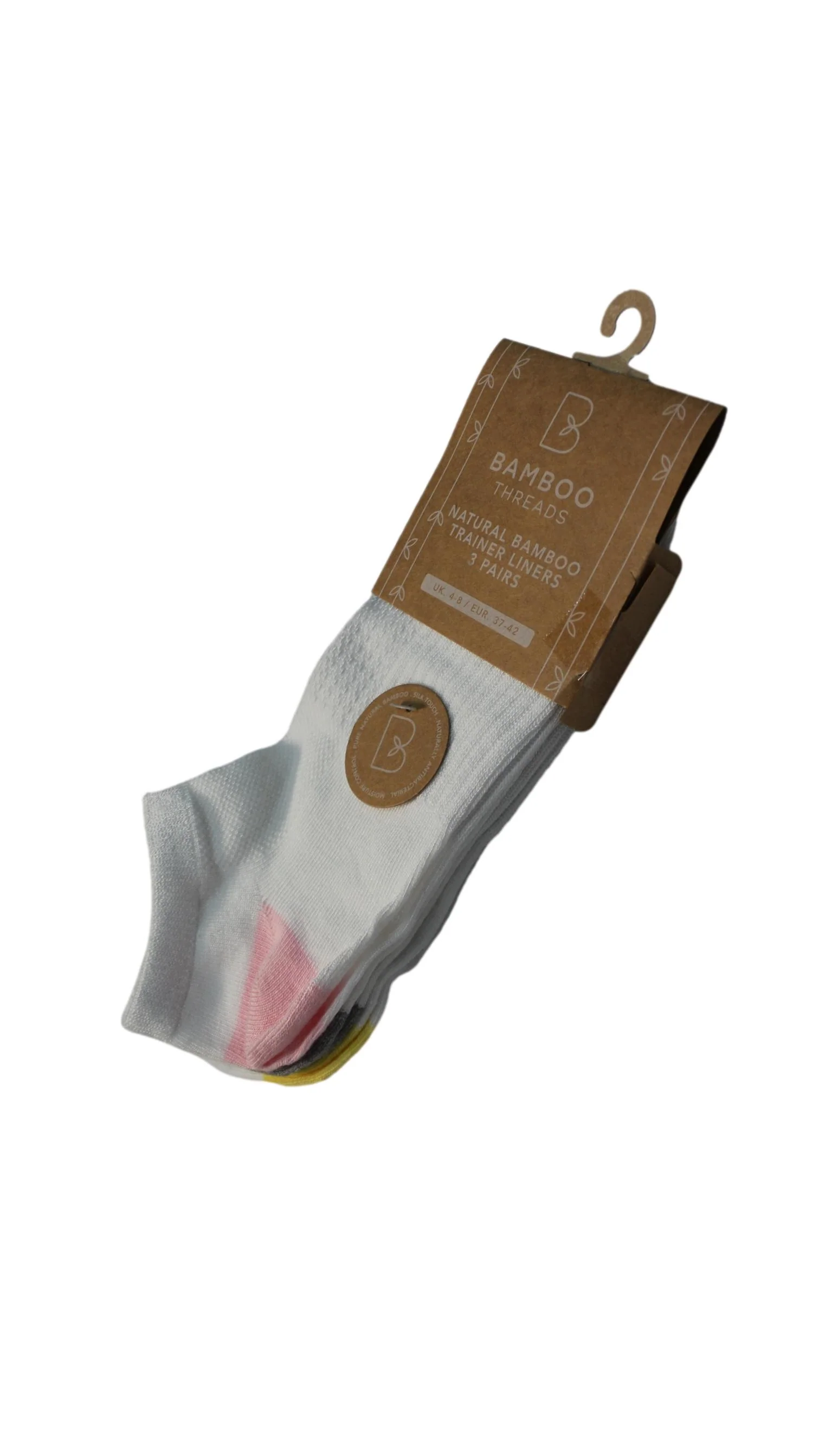 3 Pack Bamboo Trainer Socks Multi Pastel - Image 2