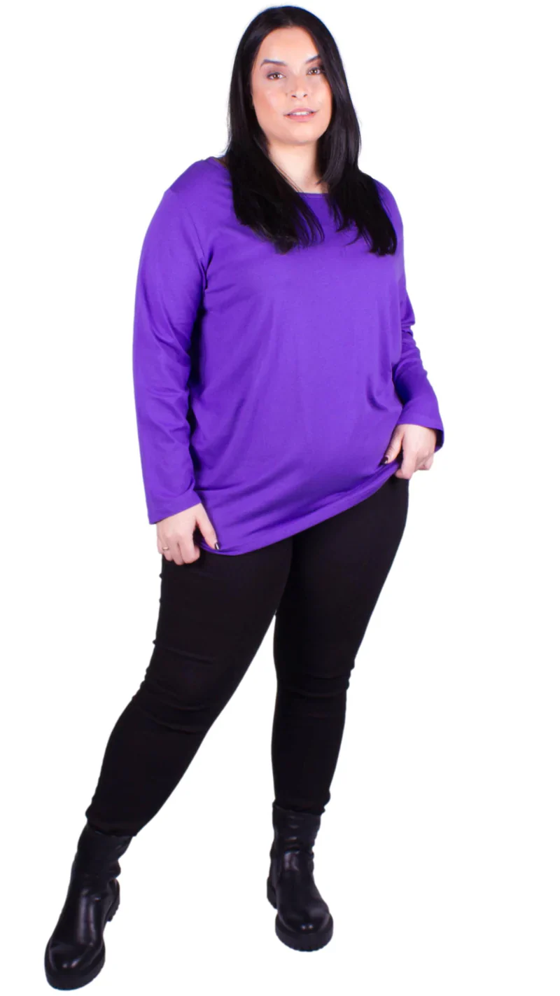 CurveWow 2 PACK Scoop Neck Long Sleeve Top - Black & Ultra Violet - Image 5