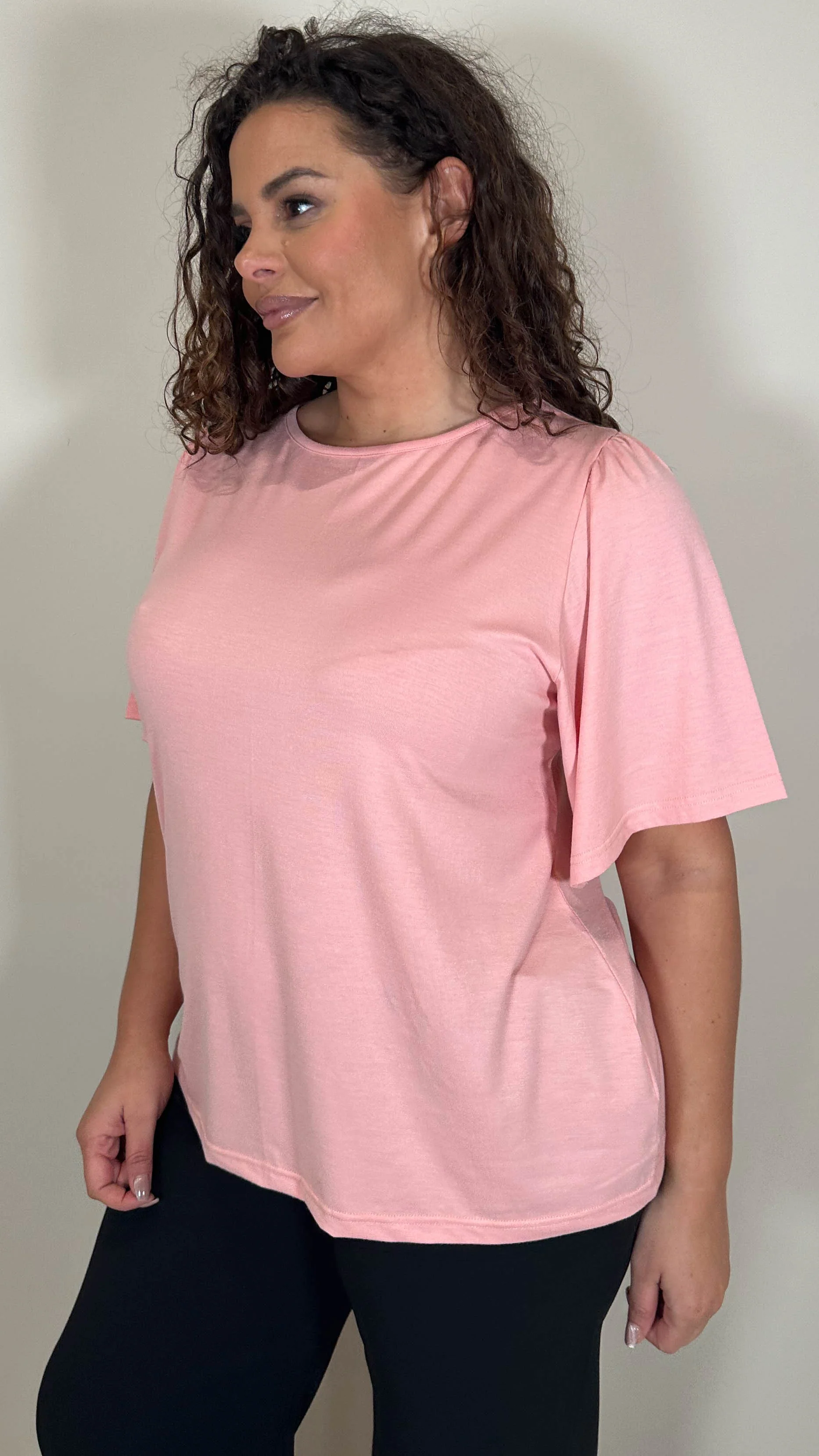 CurveWow Angel Sleeve Shirt Mauve Pink - Image 5