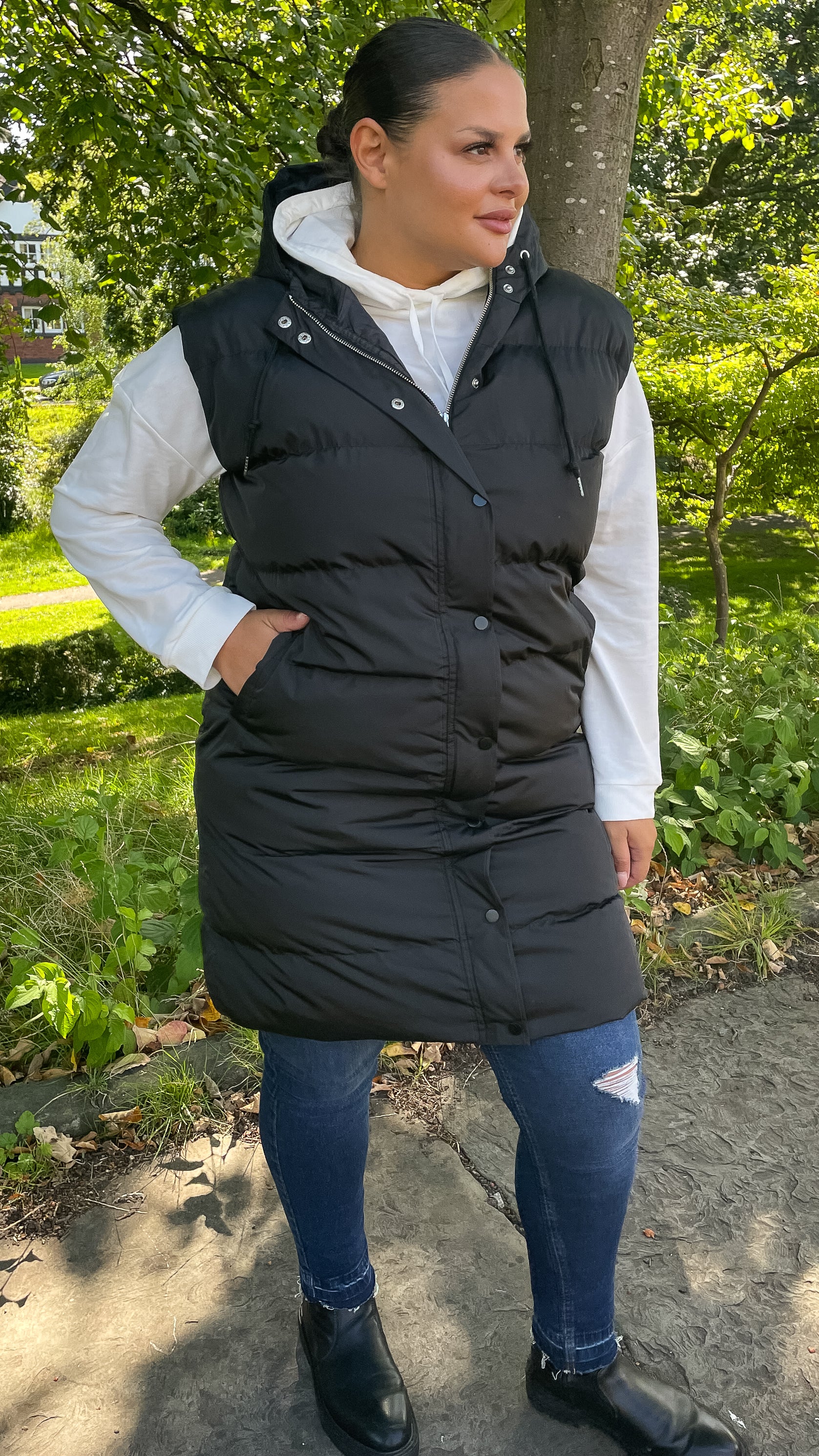 CurveWow Black Longline Gilet - Image 8