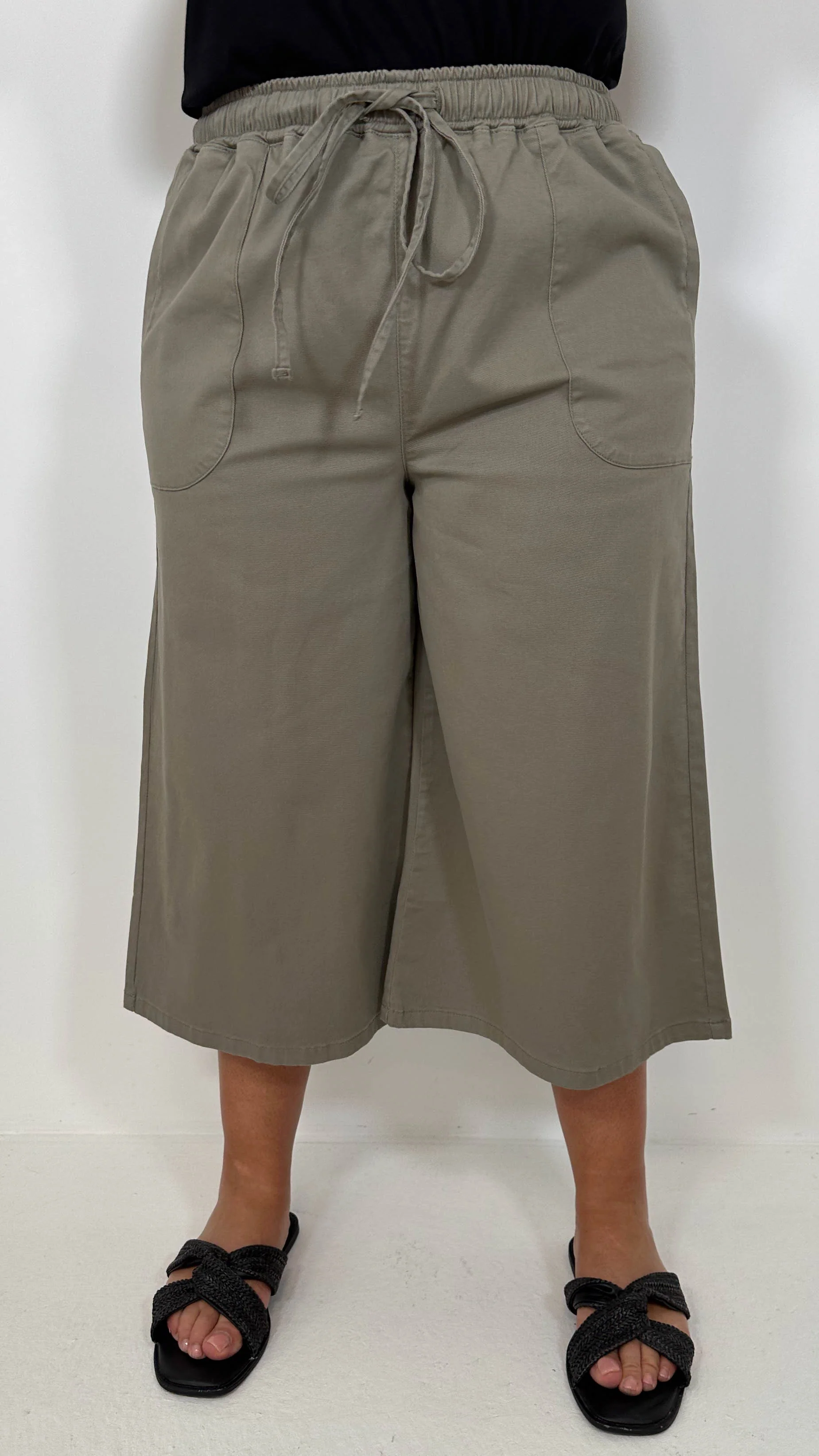 CurveWow Chambray Culottes Khaki - Image 2