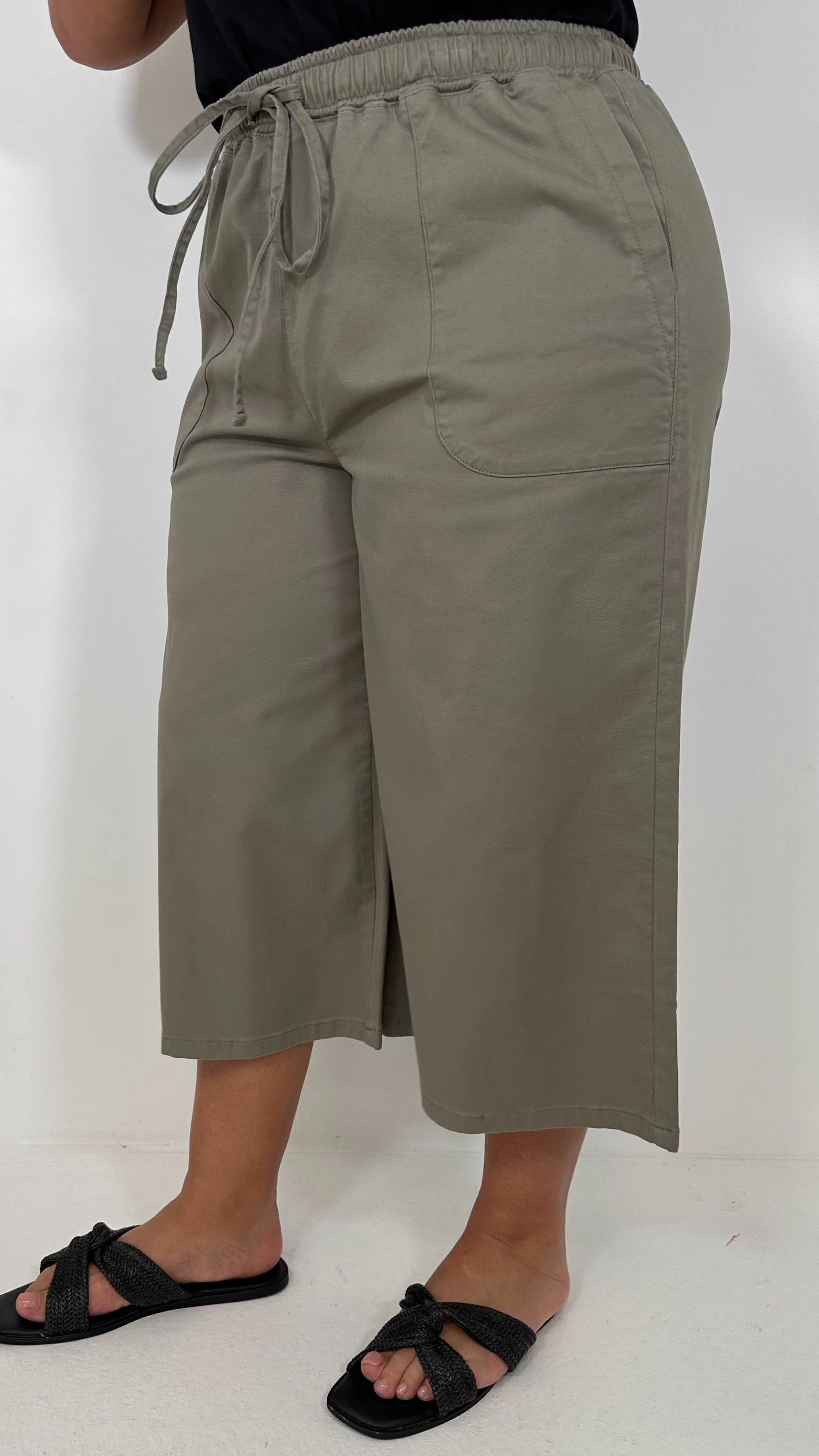 CurveWow Chambray Culottes Khaki - Image 6