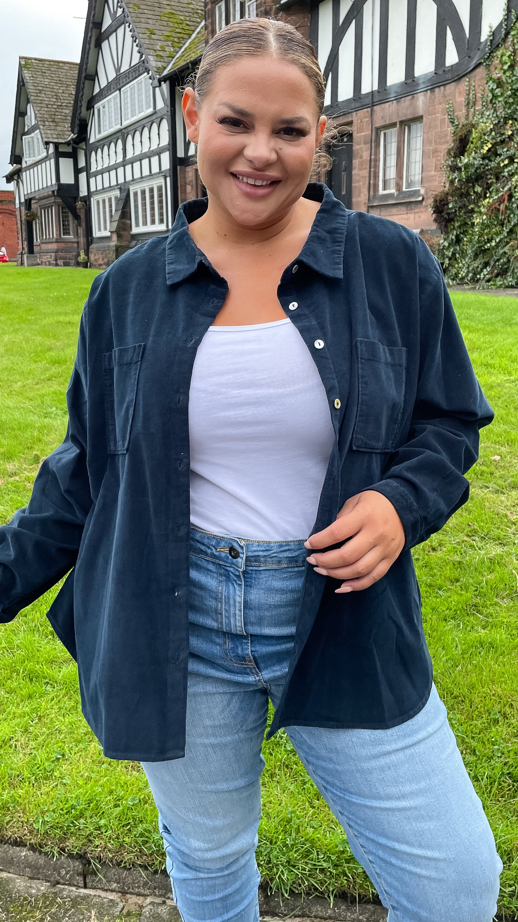 CurveWow Cord Shirt Navy