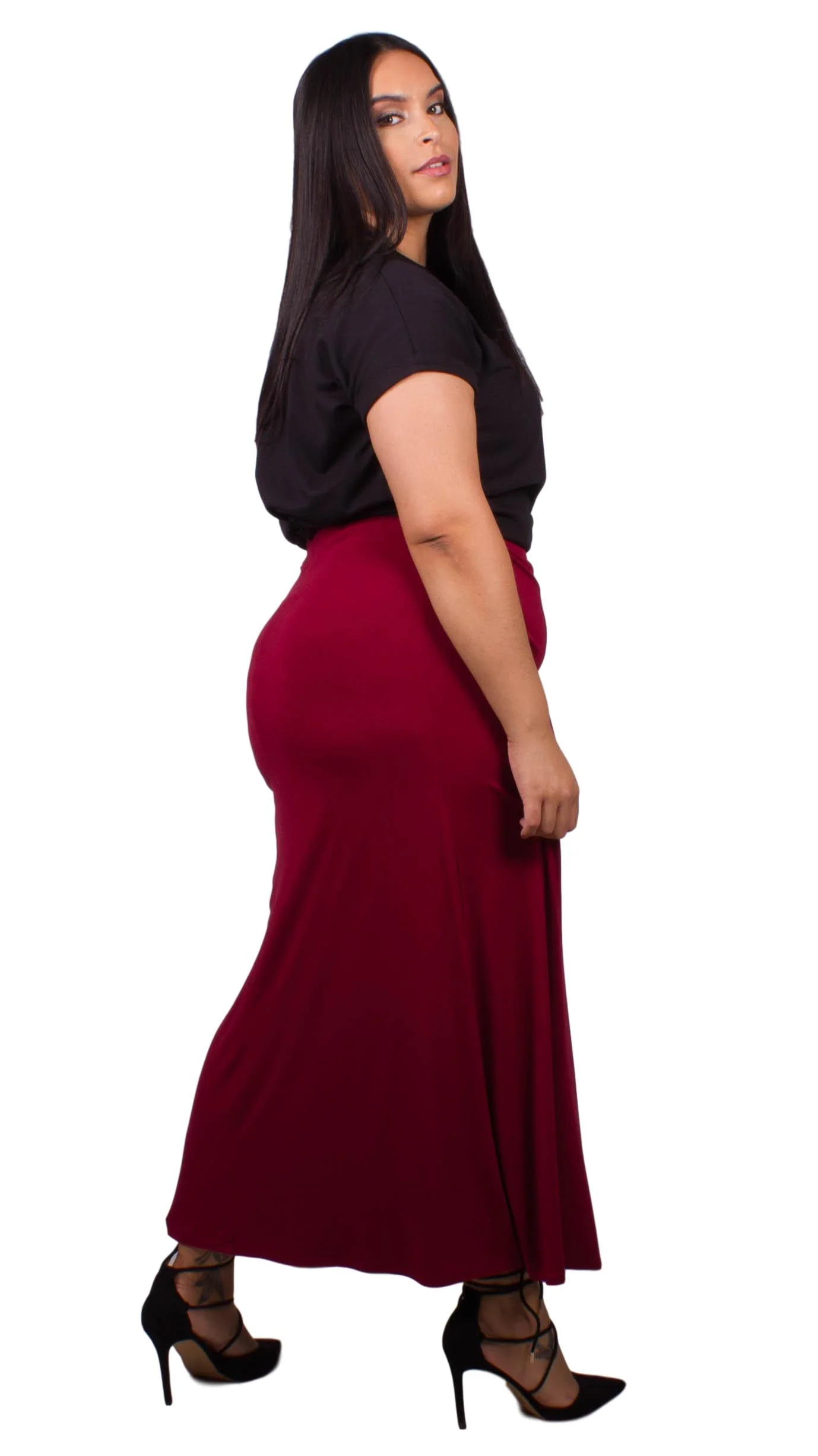 Curvewow Cranberry Maxi Skirt - Image 5