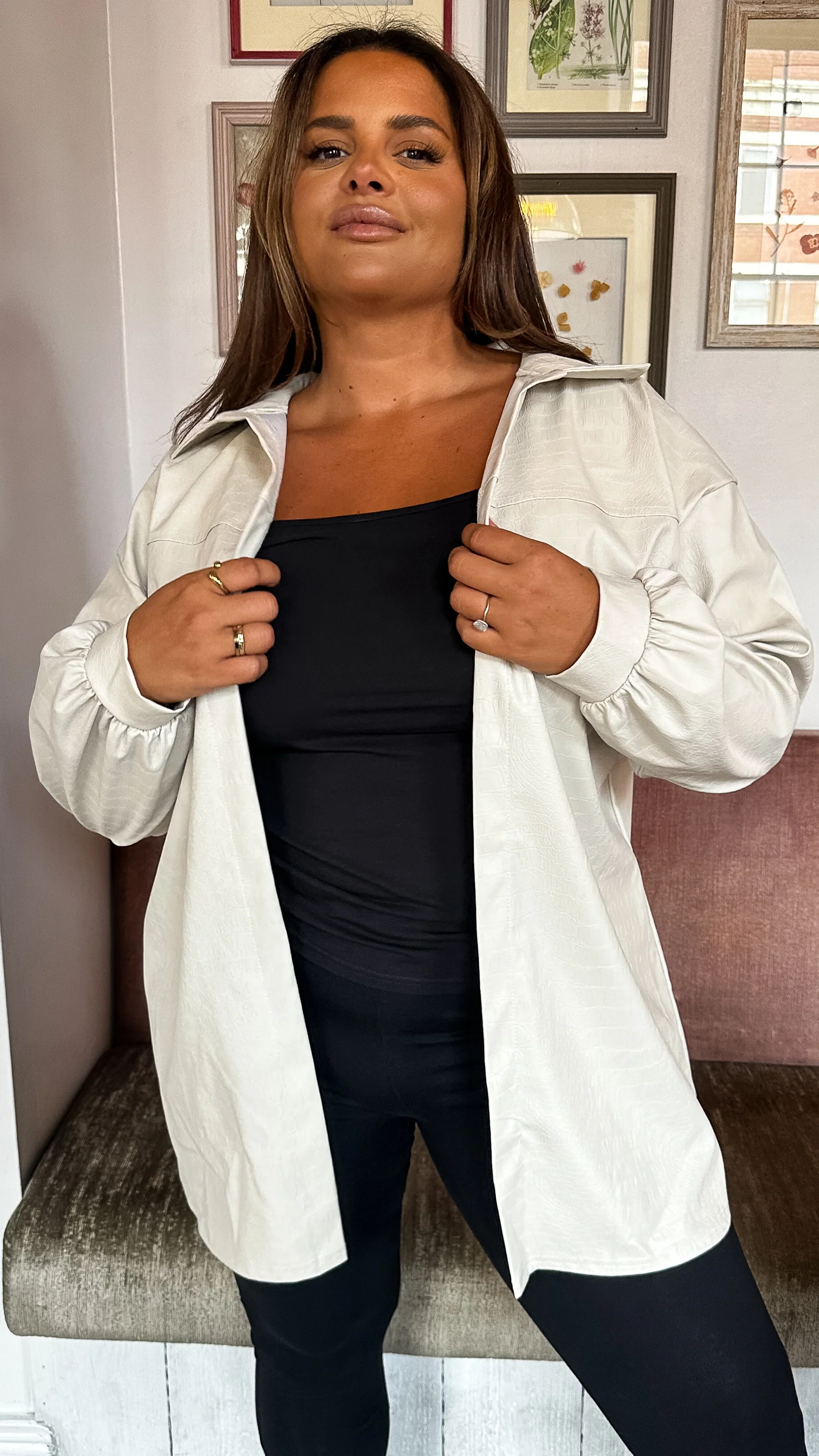CurveWow Croc Shacket Cream - Image 4