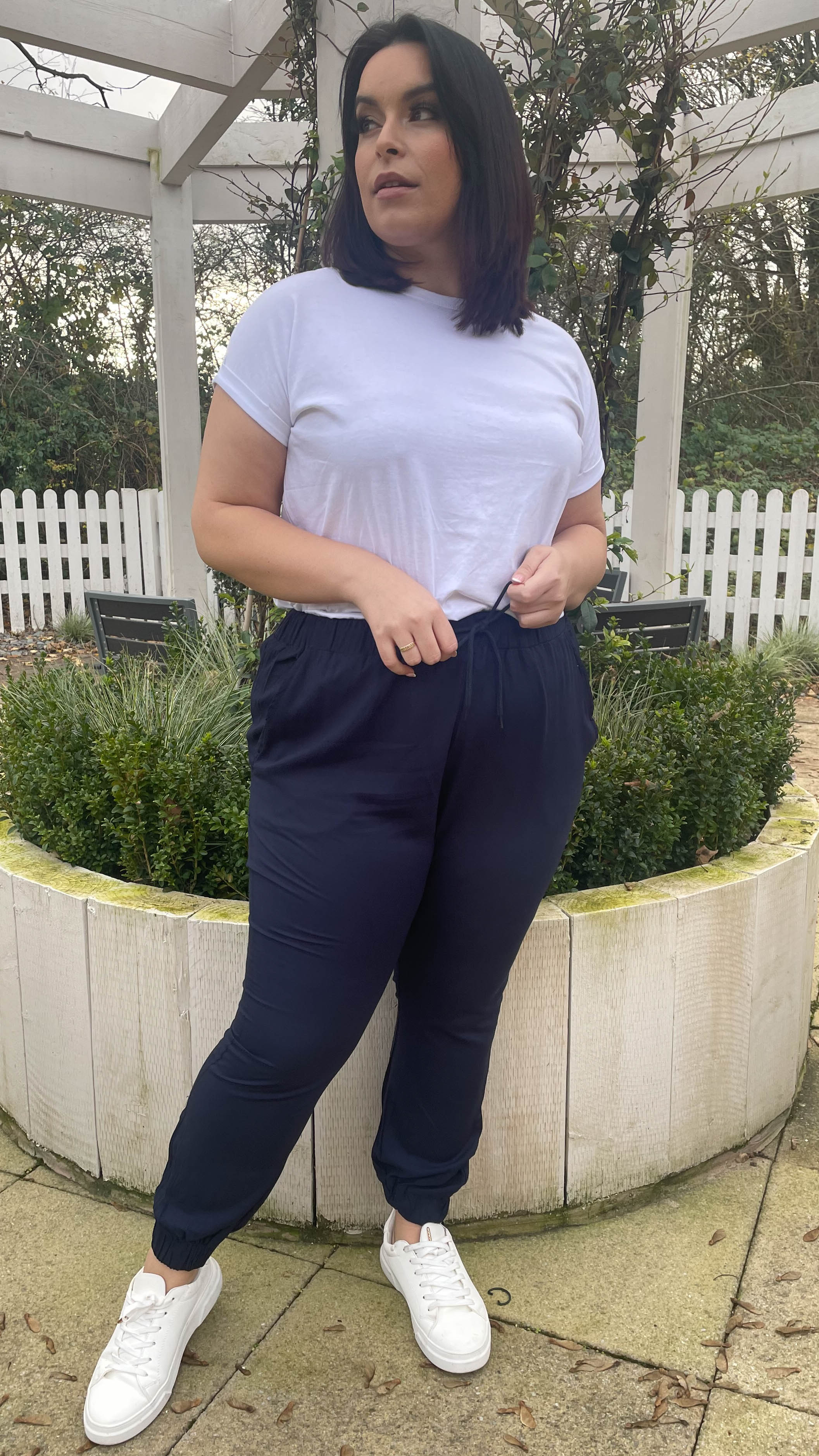 CurveWow Cuffed Joggers Navy - Image 5