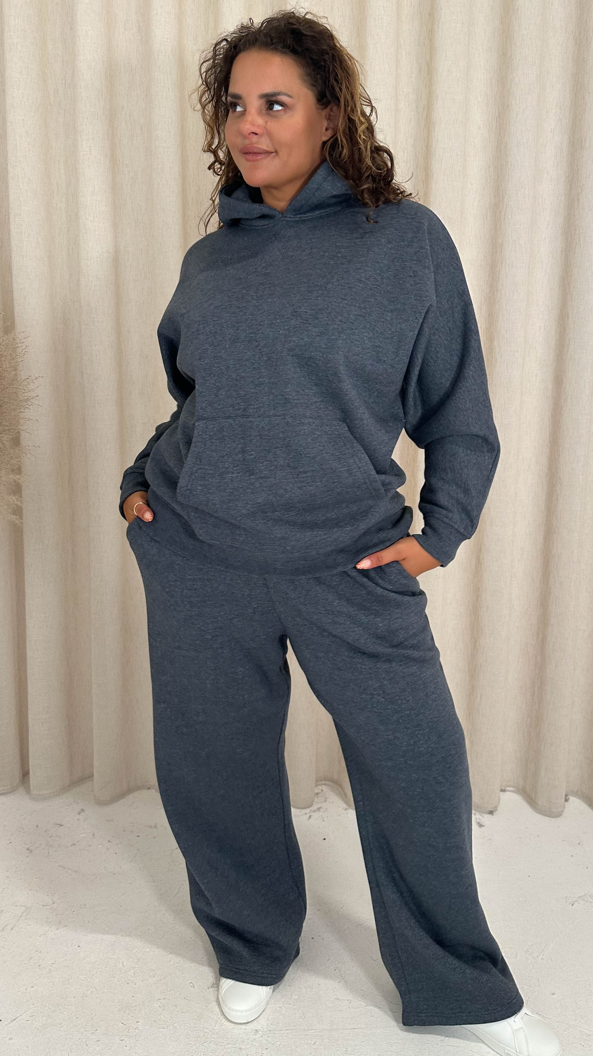 CurveWow Brush Back Wide Leg Trouser Grey - Image 6