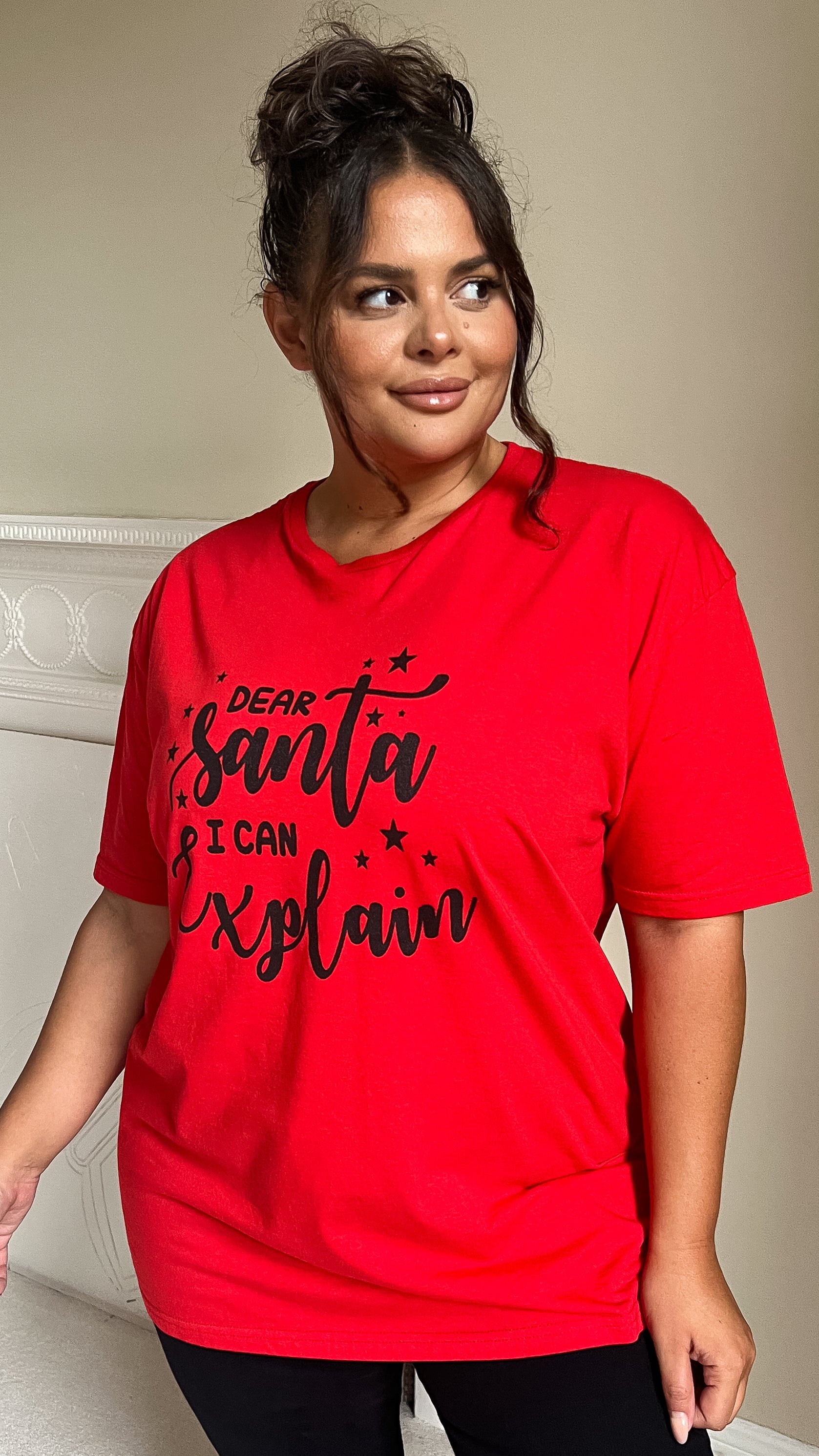CurveWow 'Dear Santa I Can Explain' Red Christmas T-Shirt - Image 7