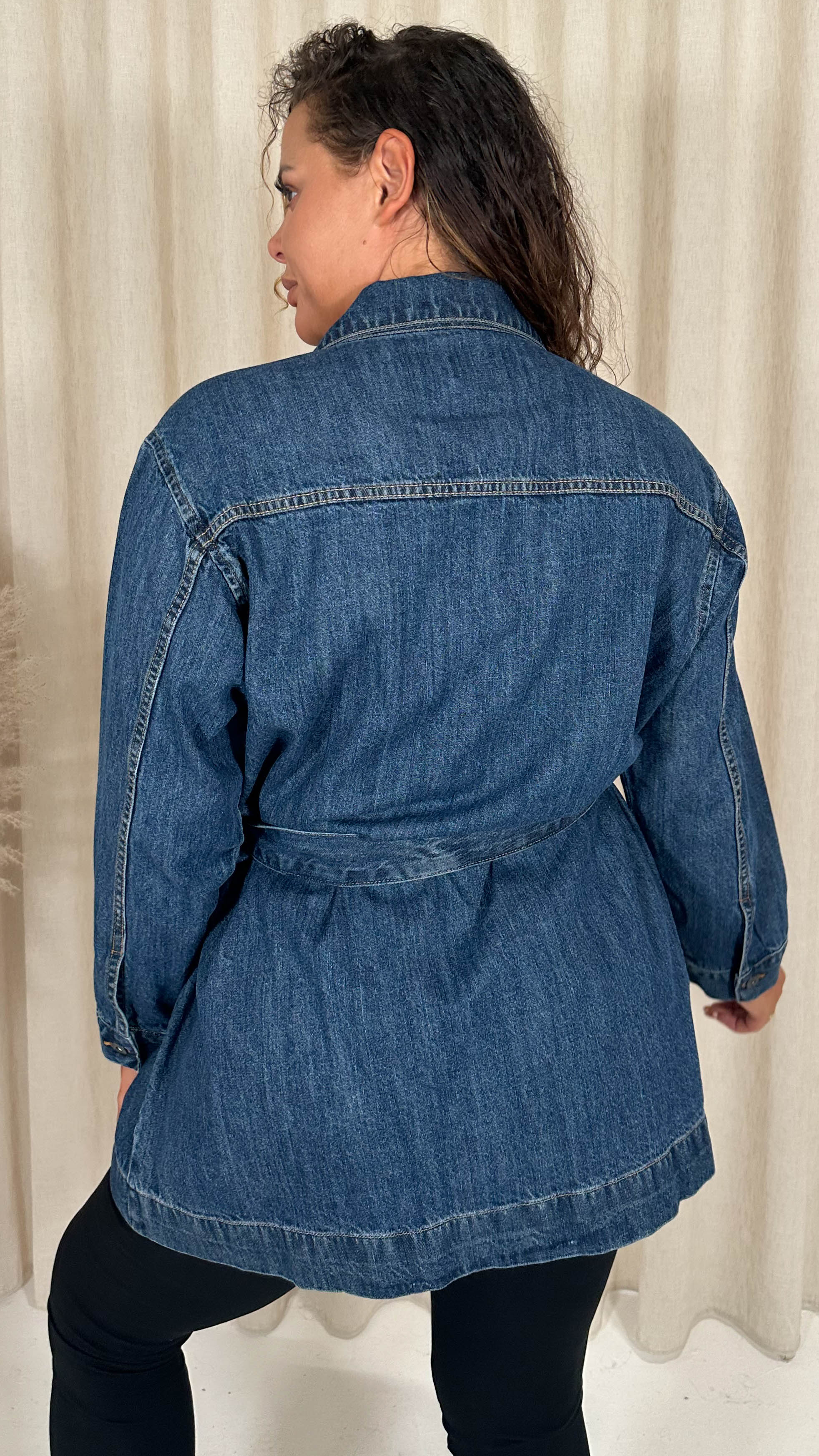 CurveWow Denim Belt Jacket Indigo Blue - Image 7