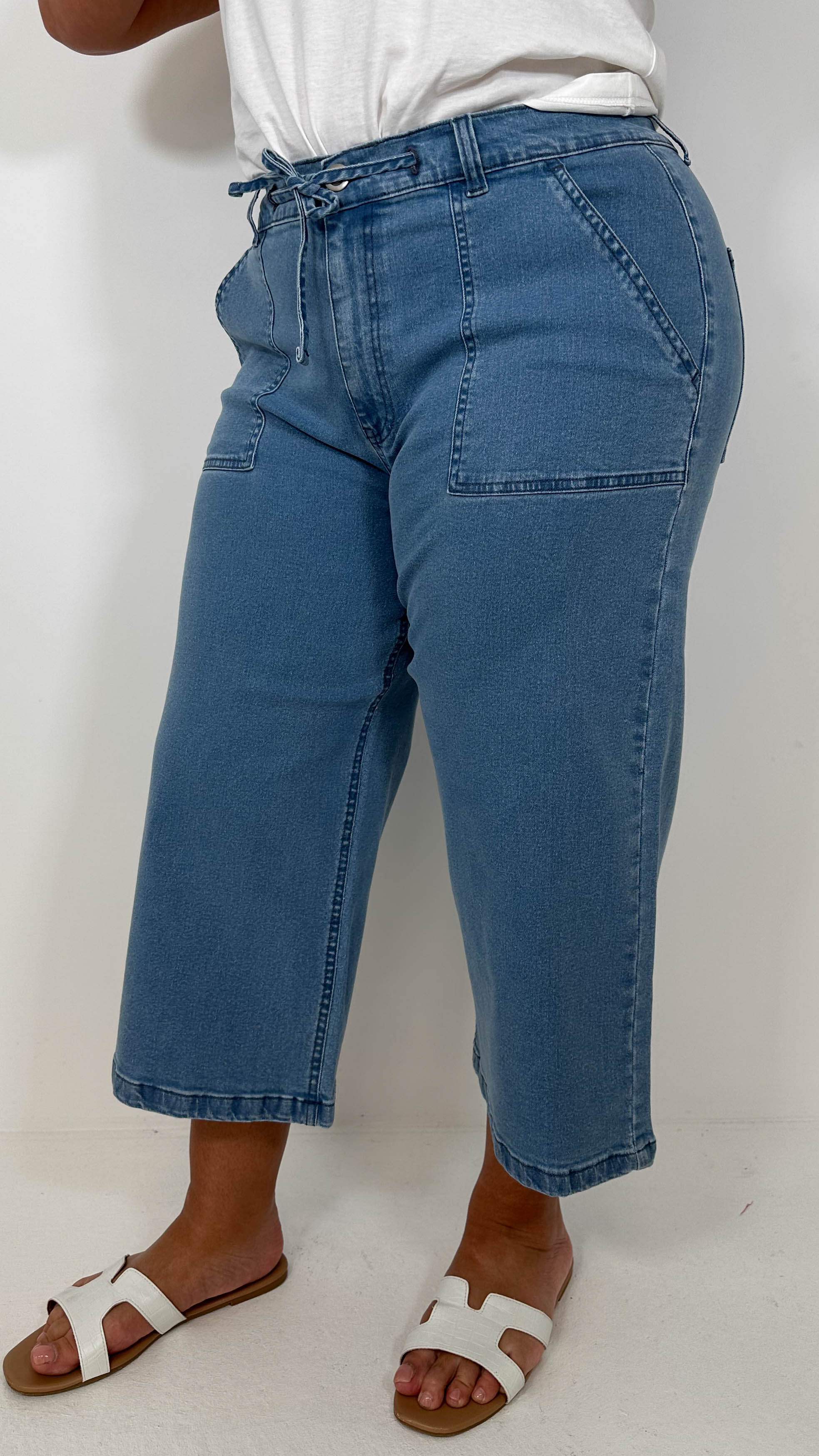 CurveWow Denim Culotte Light Wash - Image 5