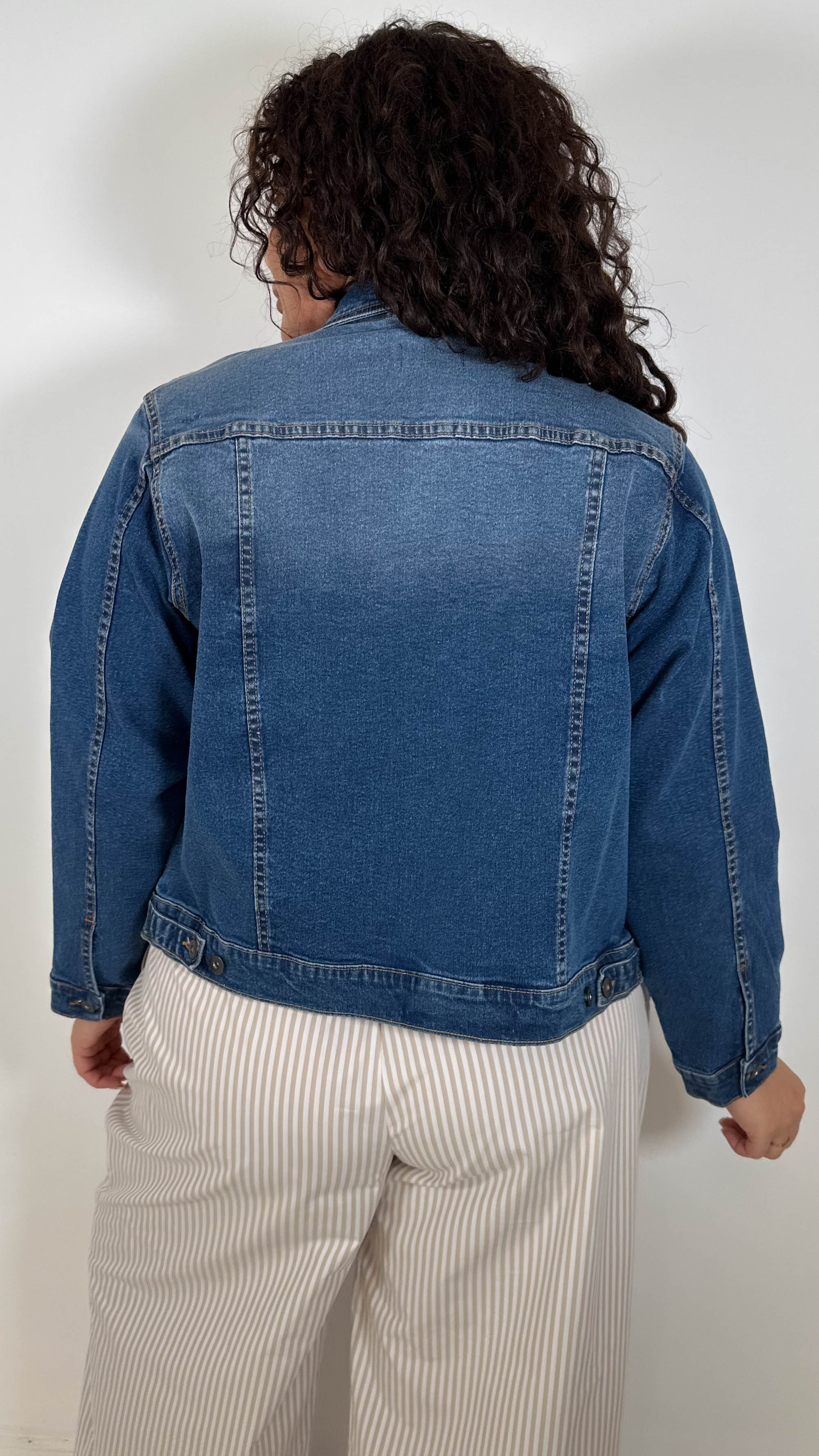 CurveWow Denim Jacket Mid Wash - Image 9