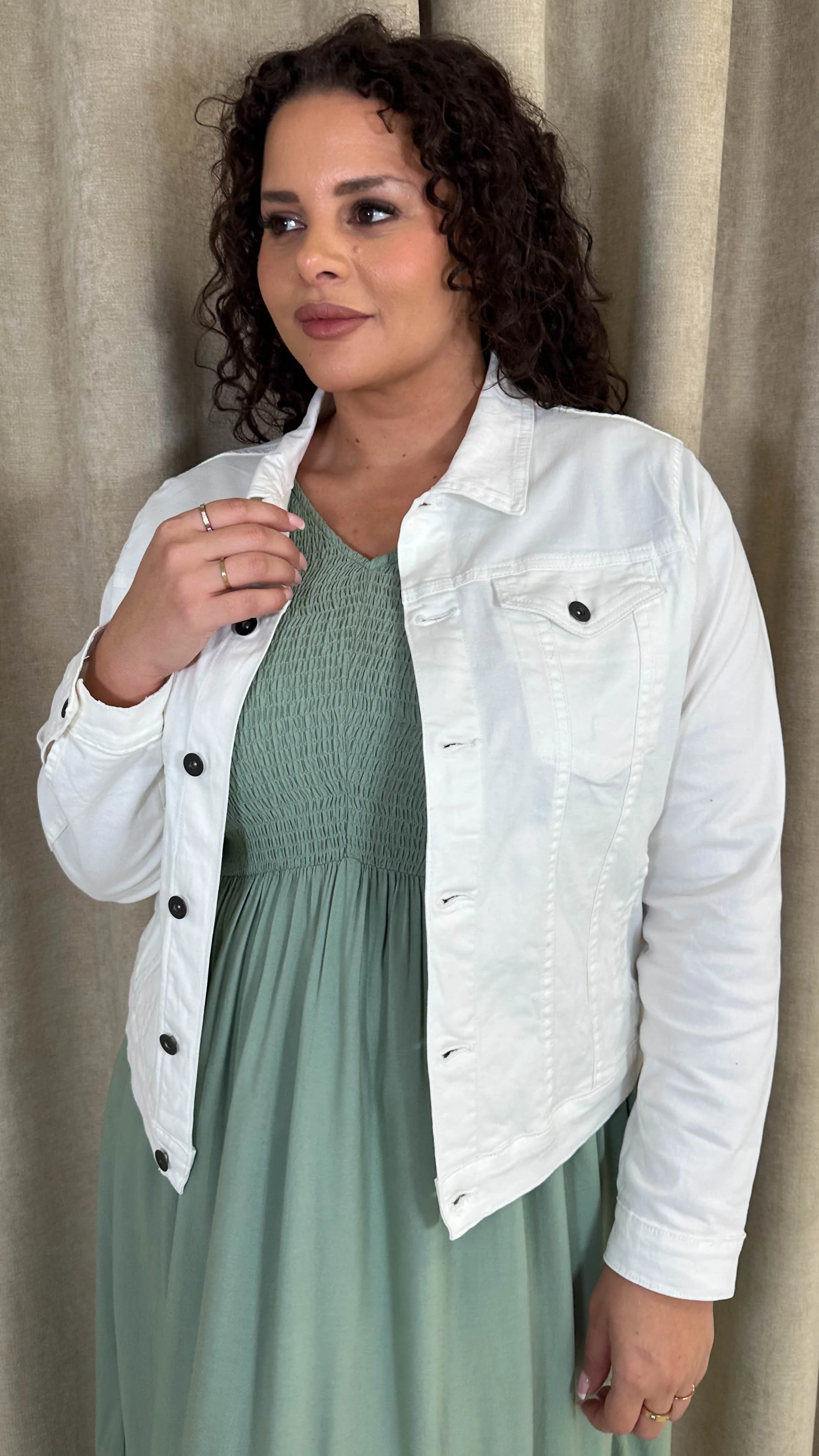 CurveWow Denim Jacket White - Image 7