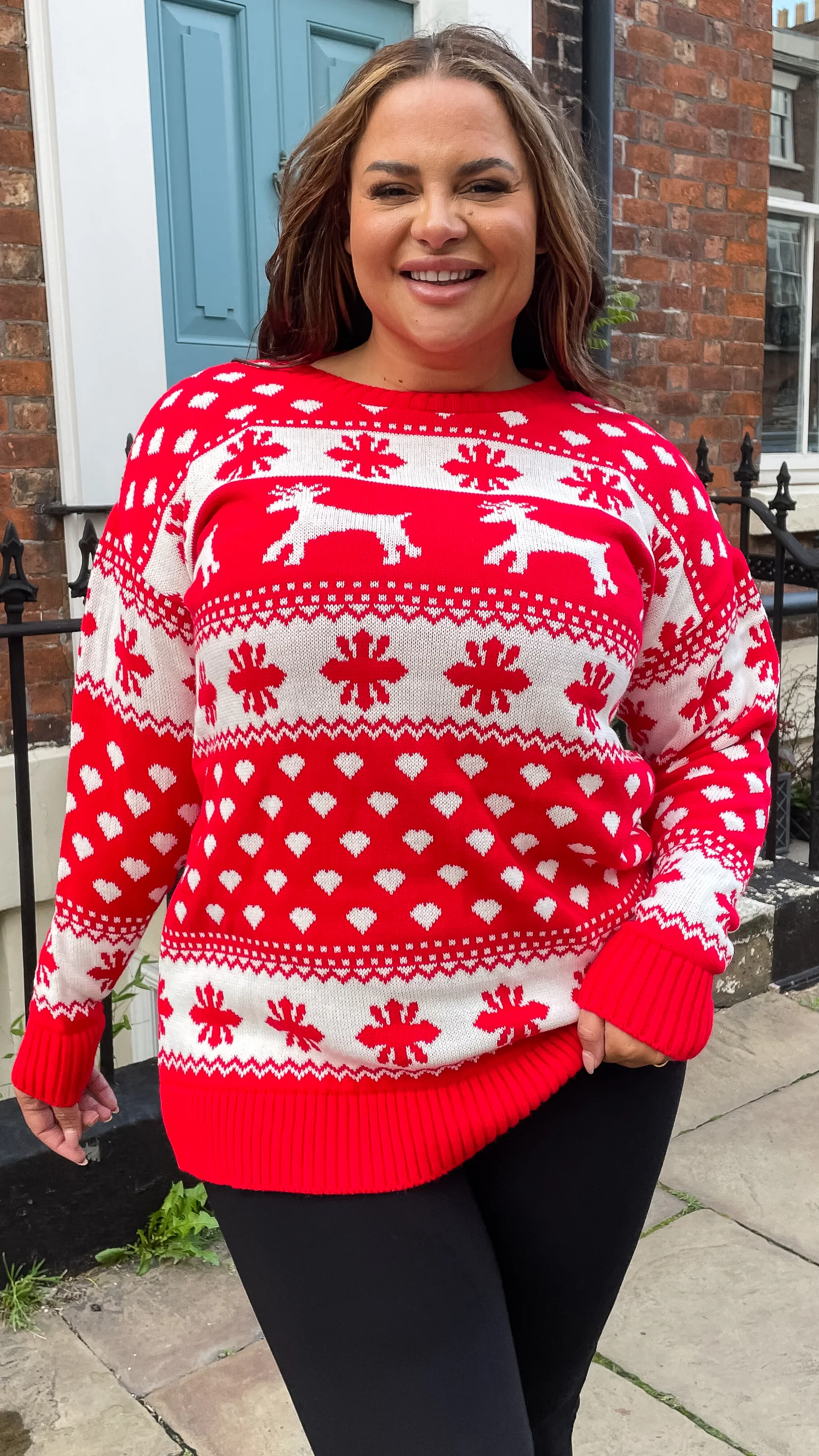 CurveWow Fairisle Xmas Knitted Jumper Red - Image 6