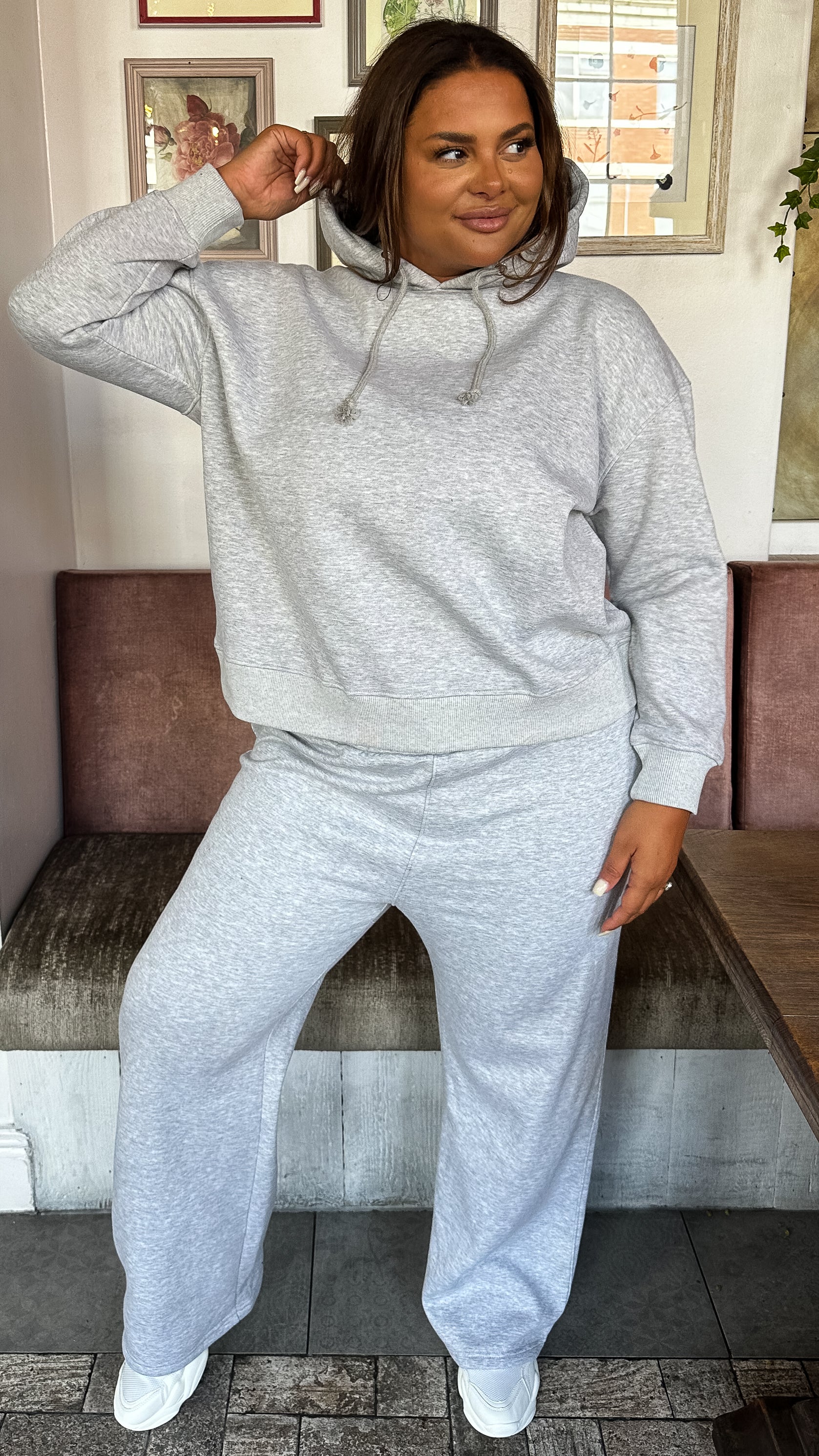 CurveWow Fleece Straight Leg Jogger Grey