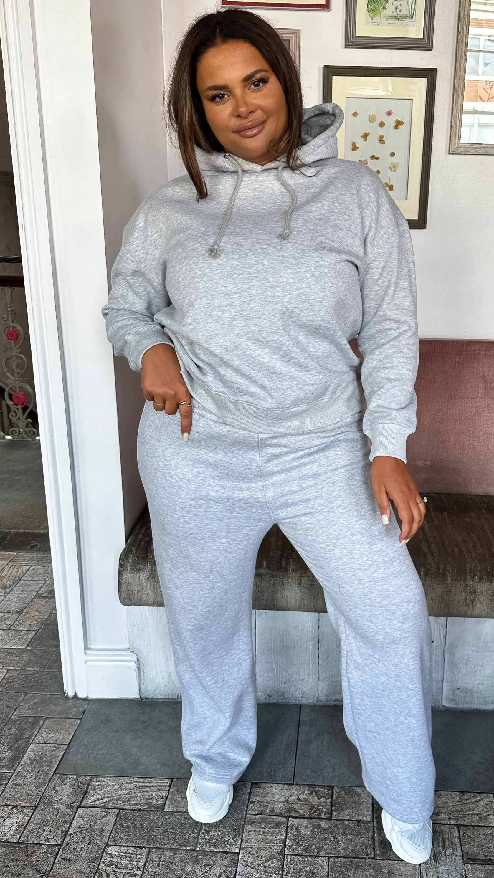 CurveWow Fleece Straight Leg Jogger Grey - Image 5