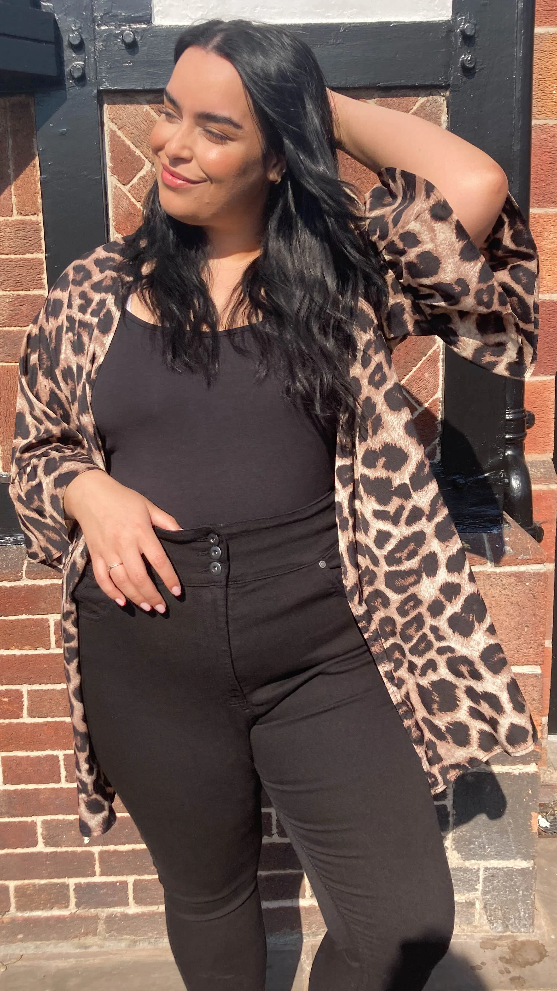 CurveWow Frill Sleeve Leopard Print Kimono - Image 6