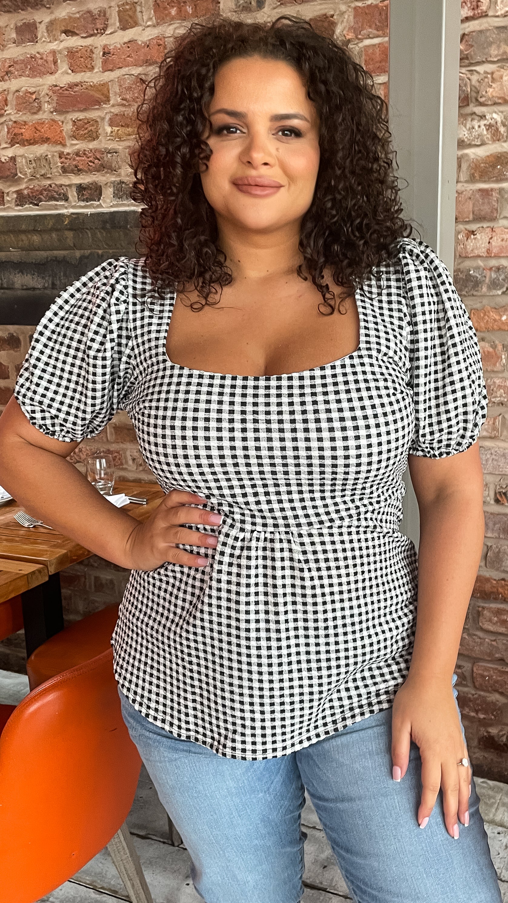 CurveWow Gingham Square Neck Tunic - Image 4