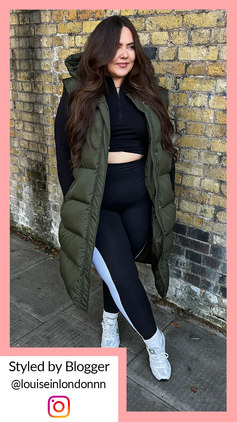 CurveWow Hooded Longline Gilet Khaki - Image 2