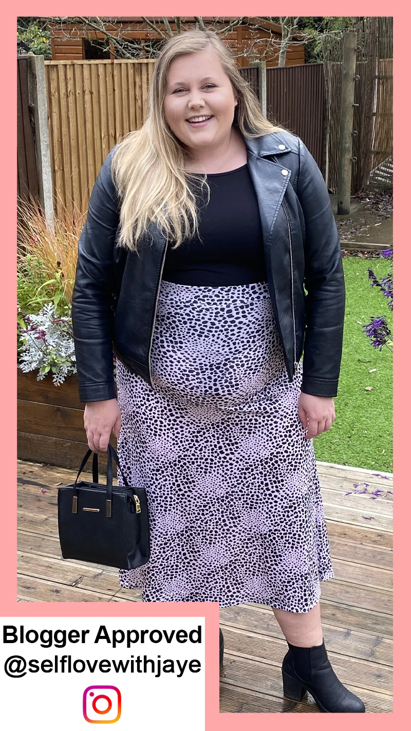 CurveWow Lilac Animal Print Maxi Skirt - Image 2