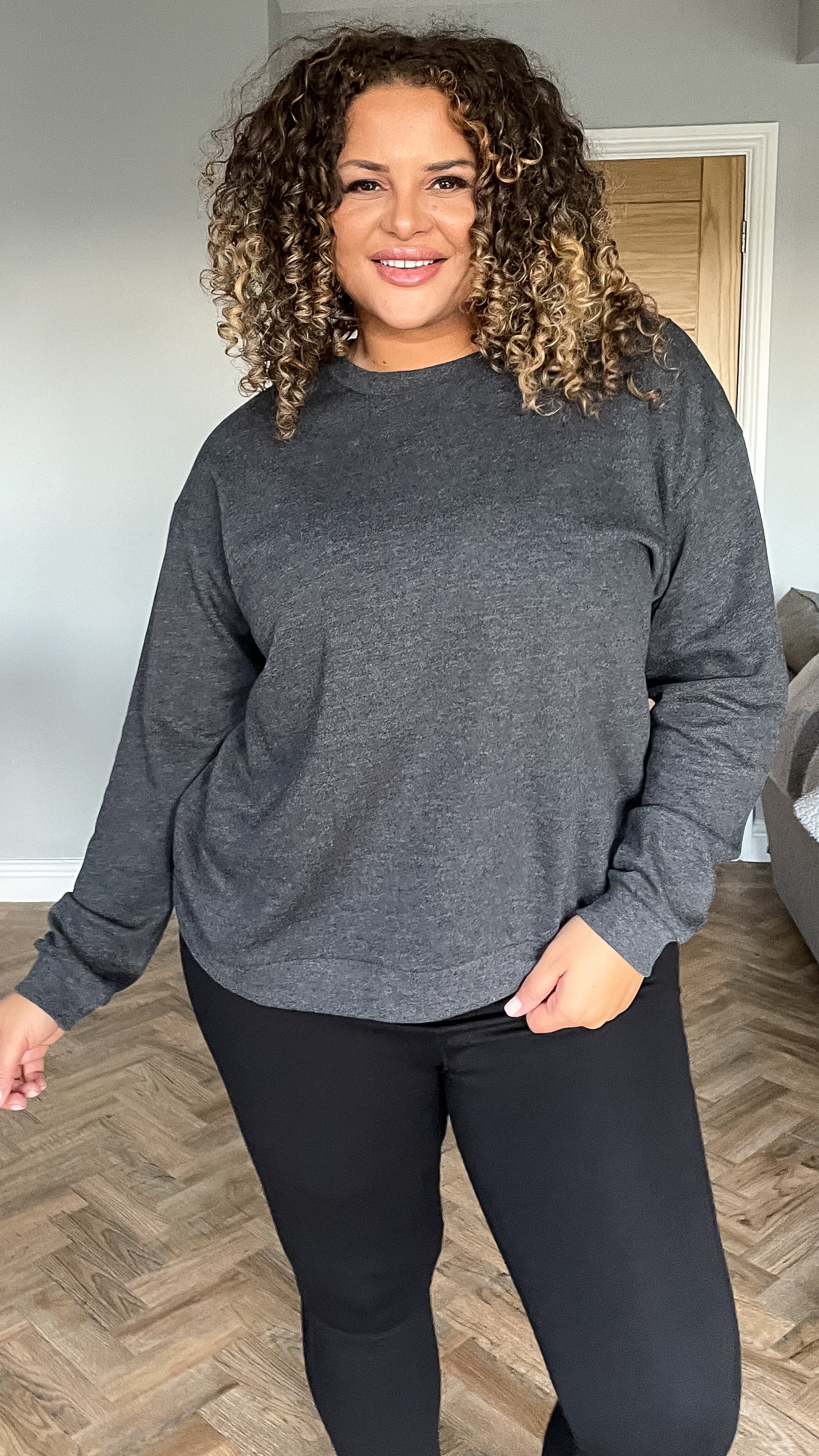 CurveWow Jersey Sweatshirt Charcoal - Image 6