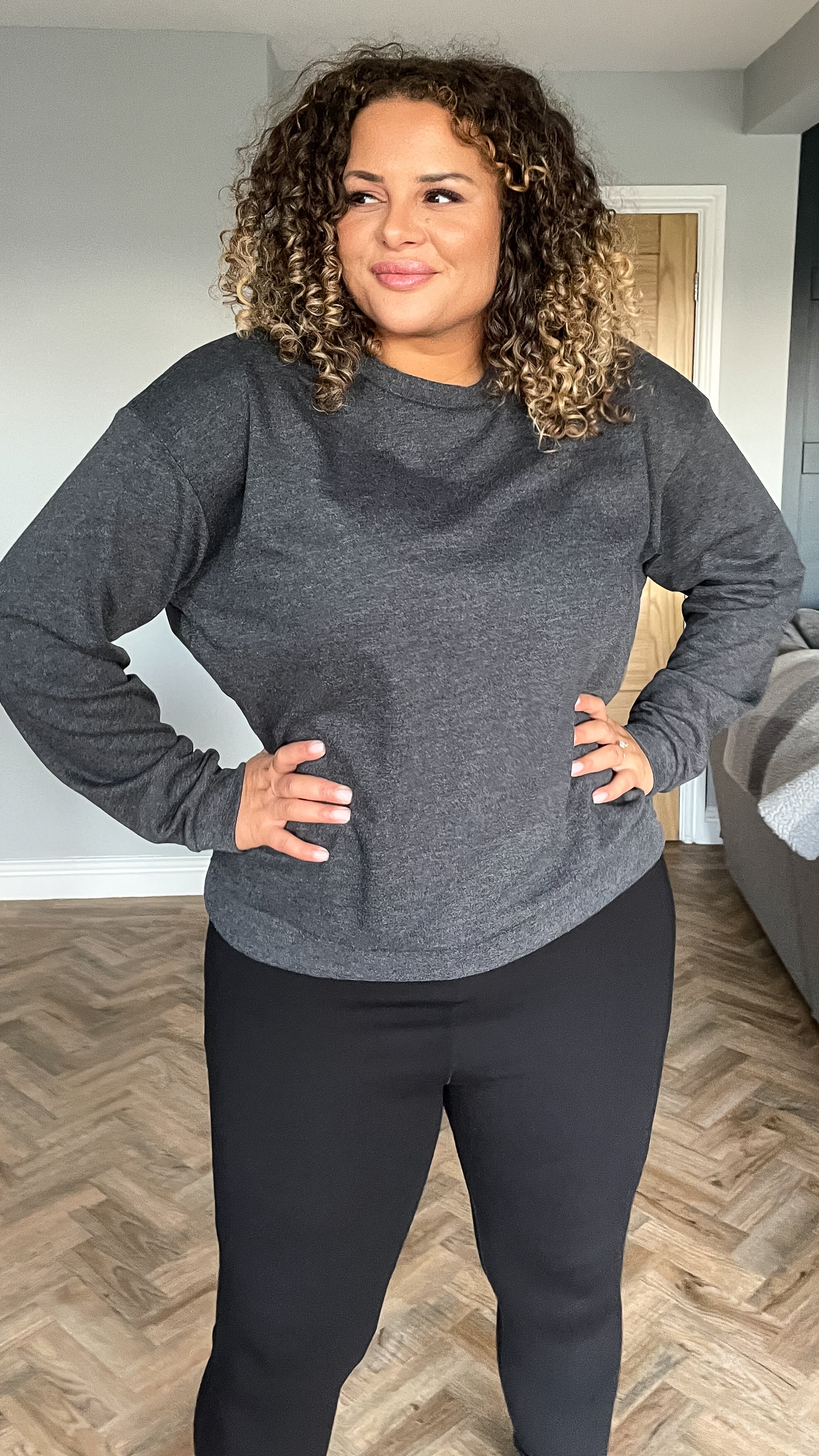 CurveWow Jersey Sweatshirt Charcoal - Image 7