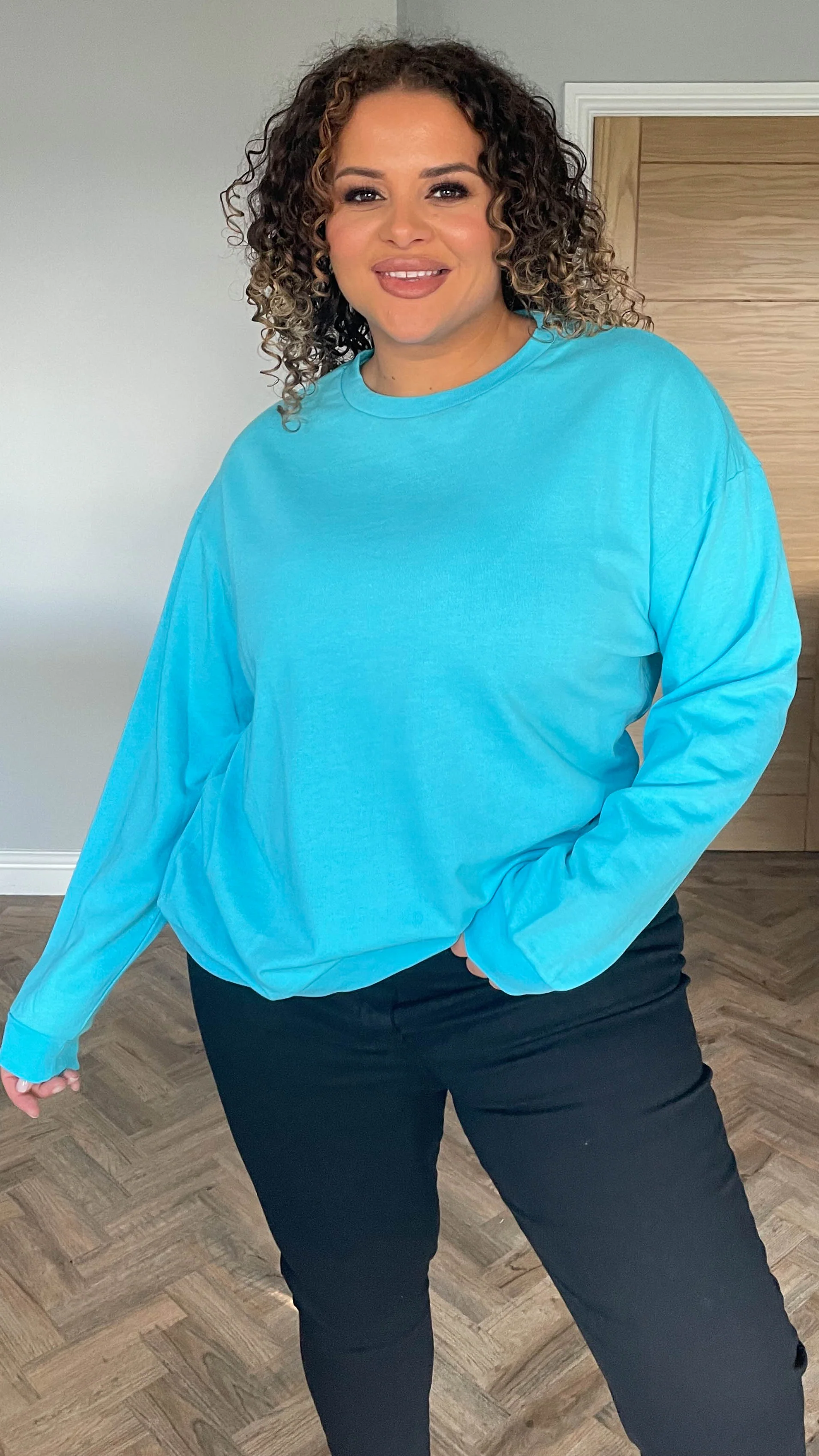 CurveWow Jersey Sweatshirt Blue - Image 6