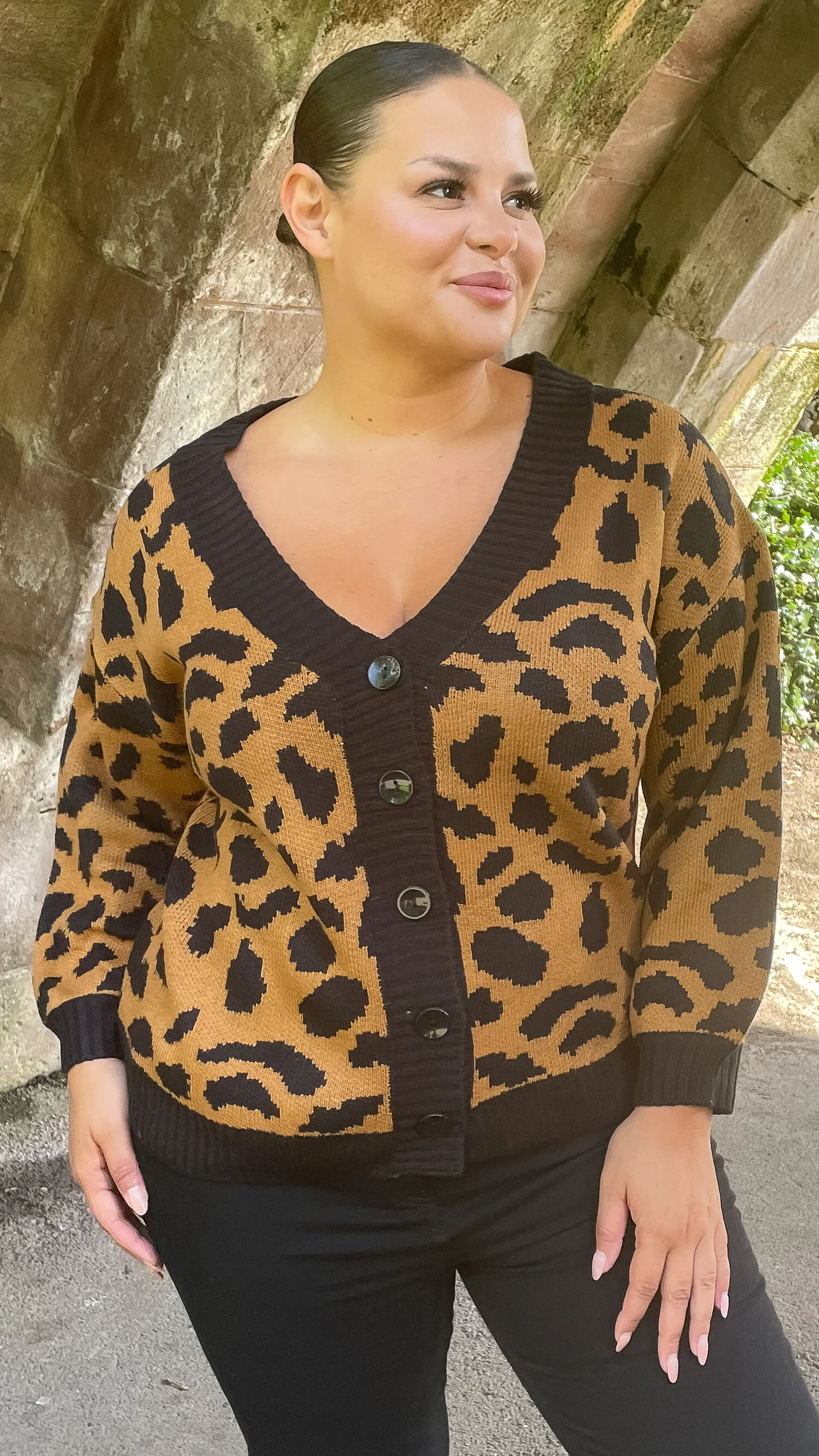 CurveWow Knitted Cardigan Leopard Print - Image 5