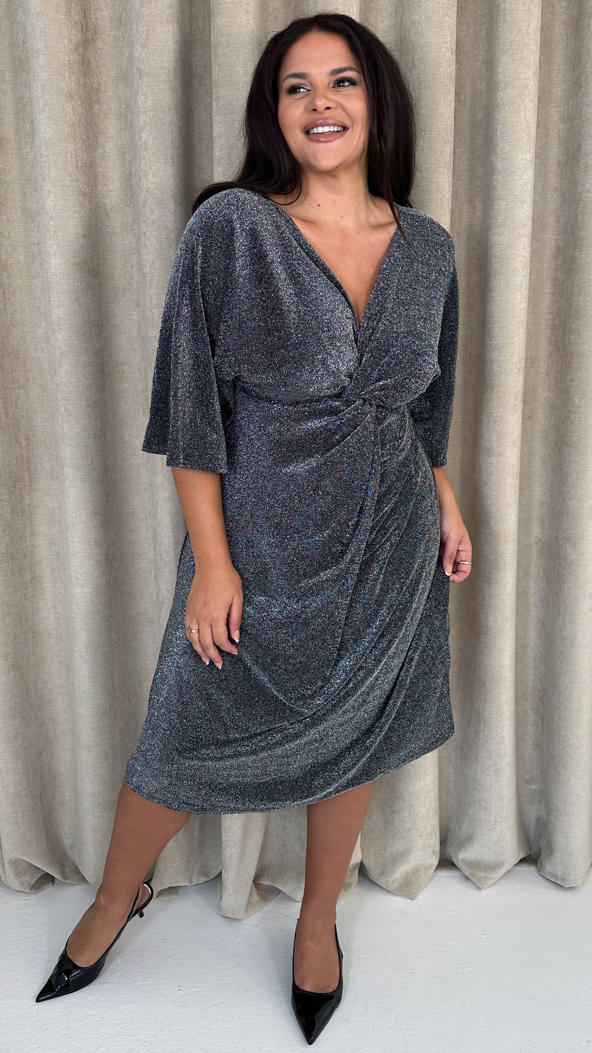 CurveWow Knot Dress Black Sparkle - Image 7