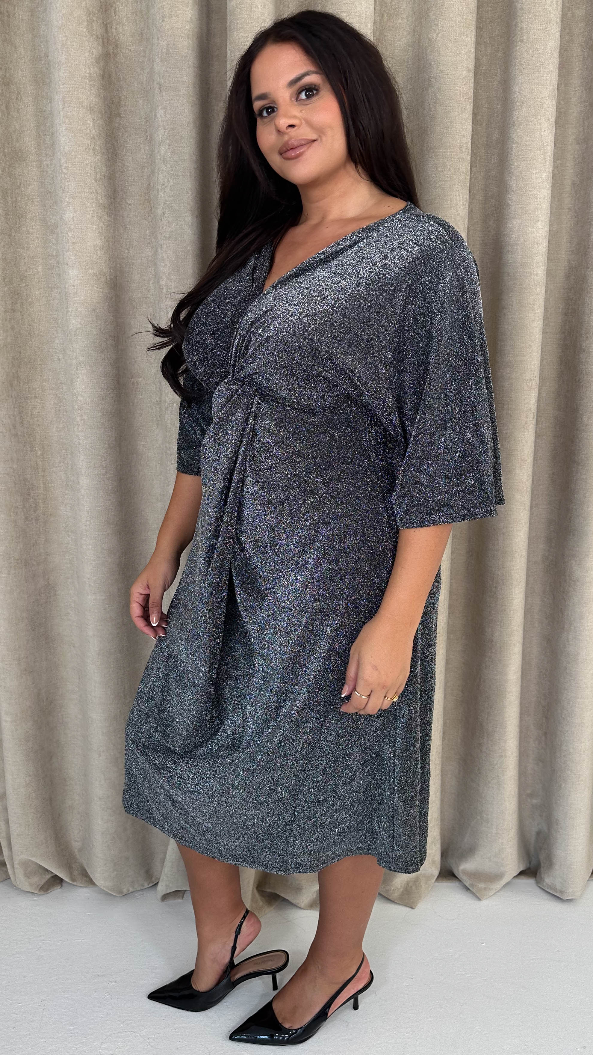 CurveWow Knot Dress Black Sparkle - Image 8