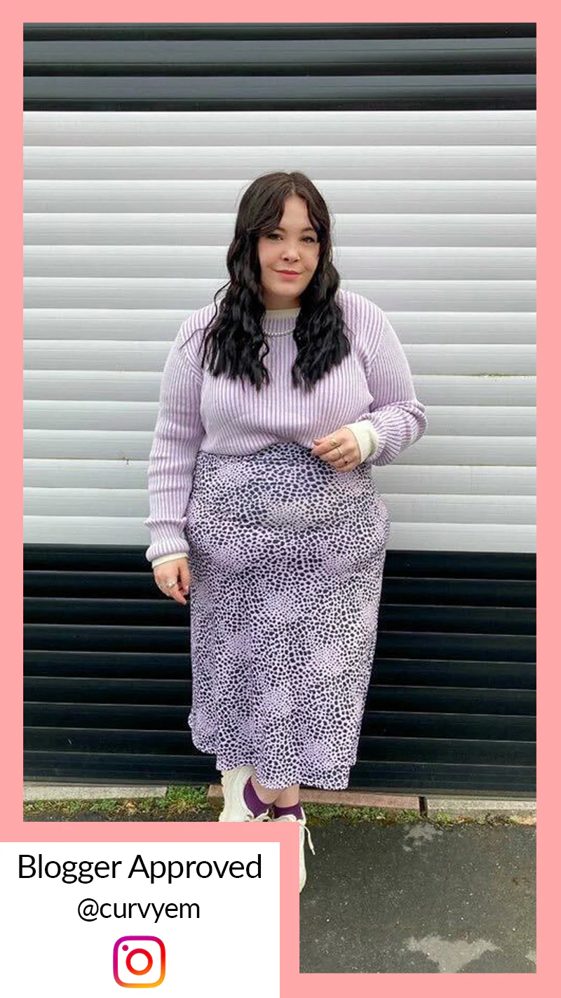 CurveWow Lilac Animal Print Midi Skirt - Image 2