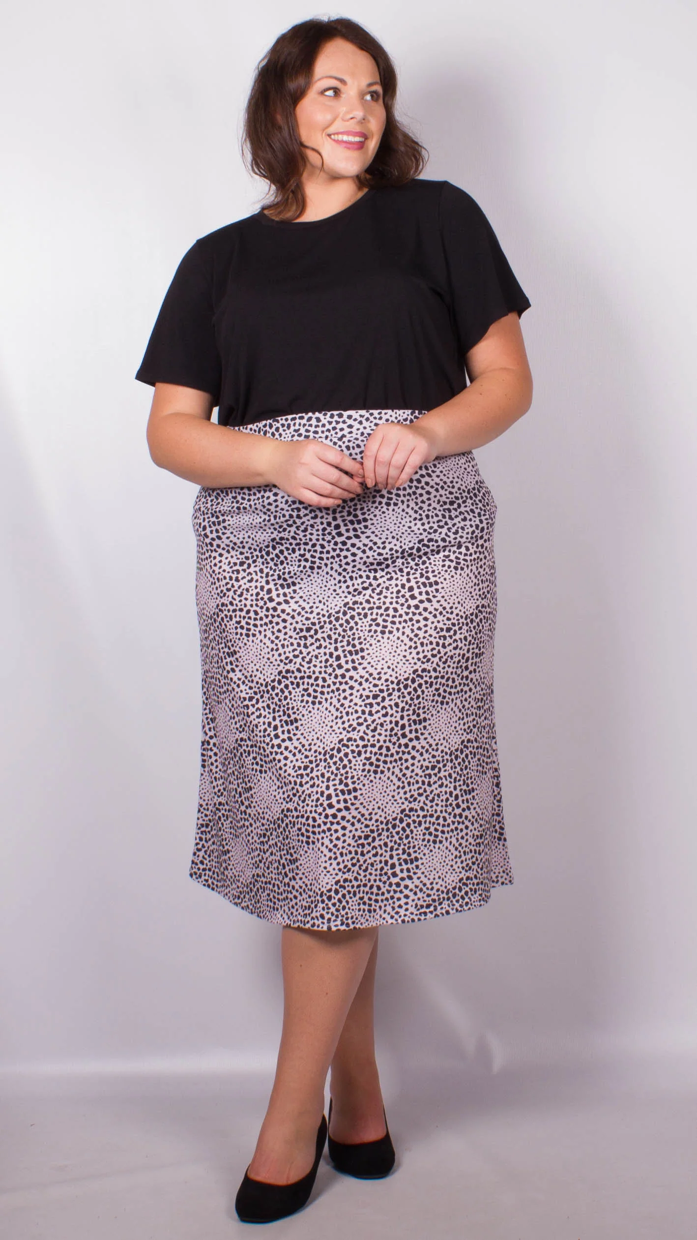 CurveWow Lilac Animal Print Midi Skirt - Image 8