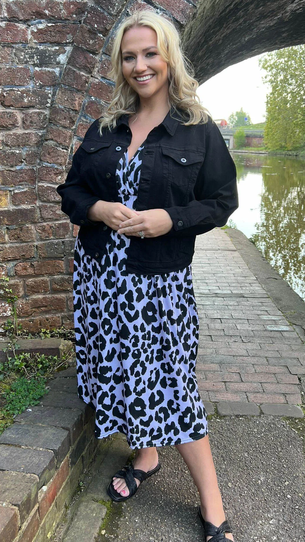 CurveWow Lilac Animal Wrap Midi Dress - Image 10