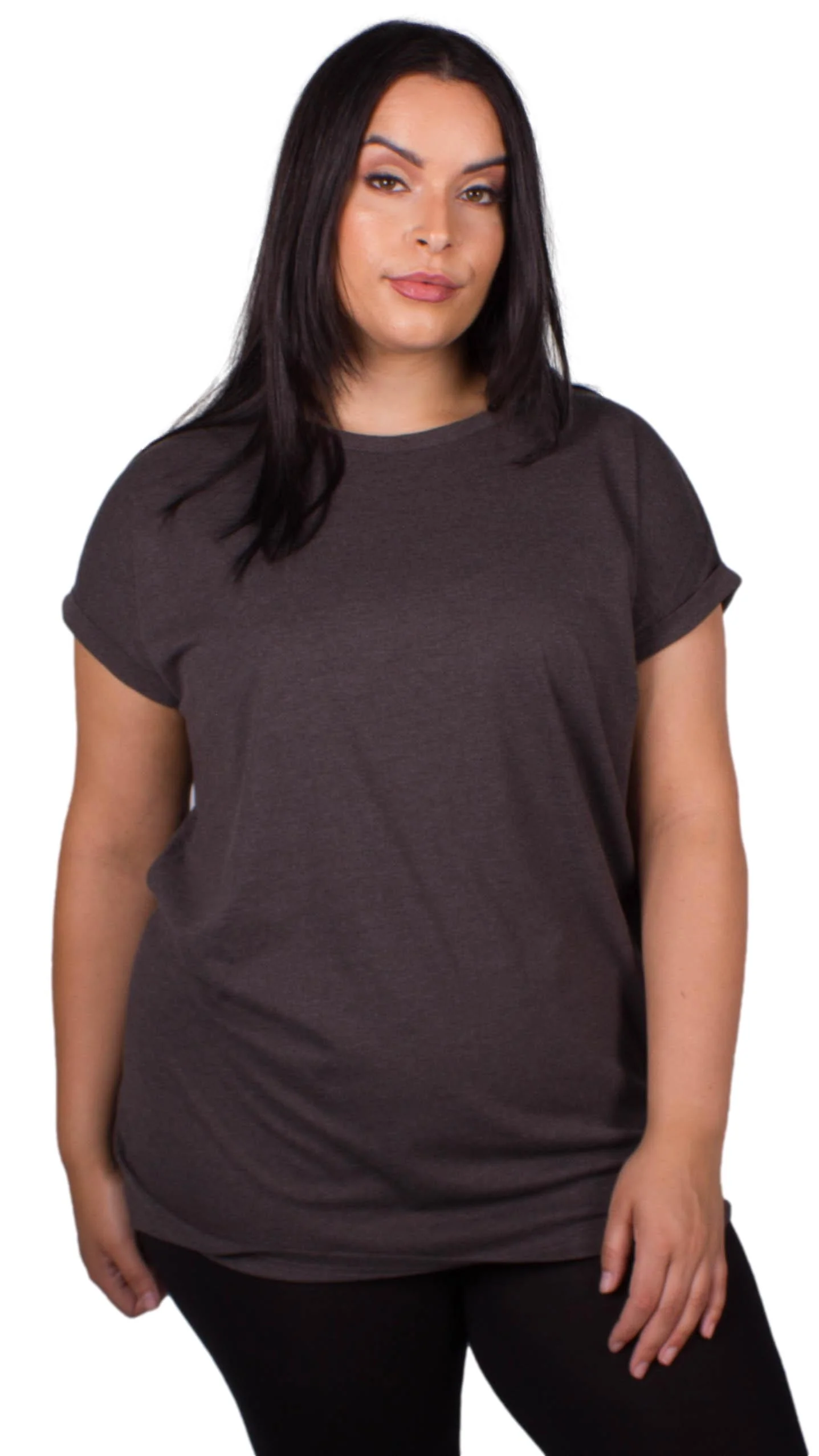 CurveWow Longline Boyfriend T-Shirt Charcoal - Image 6