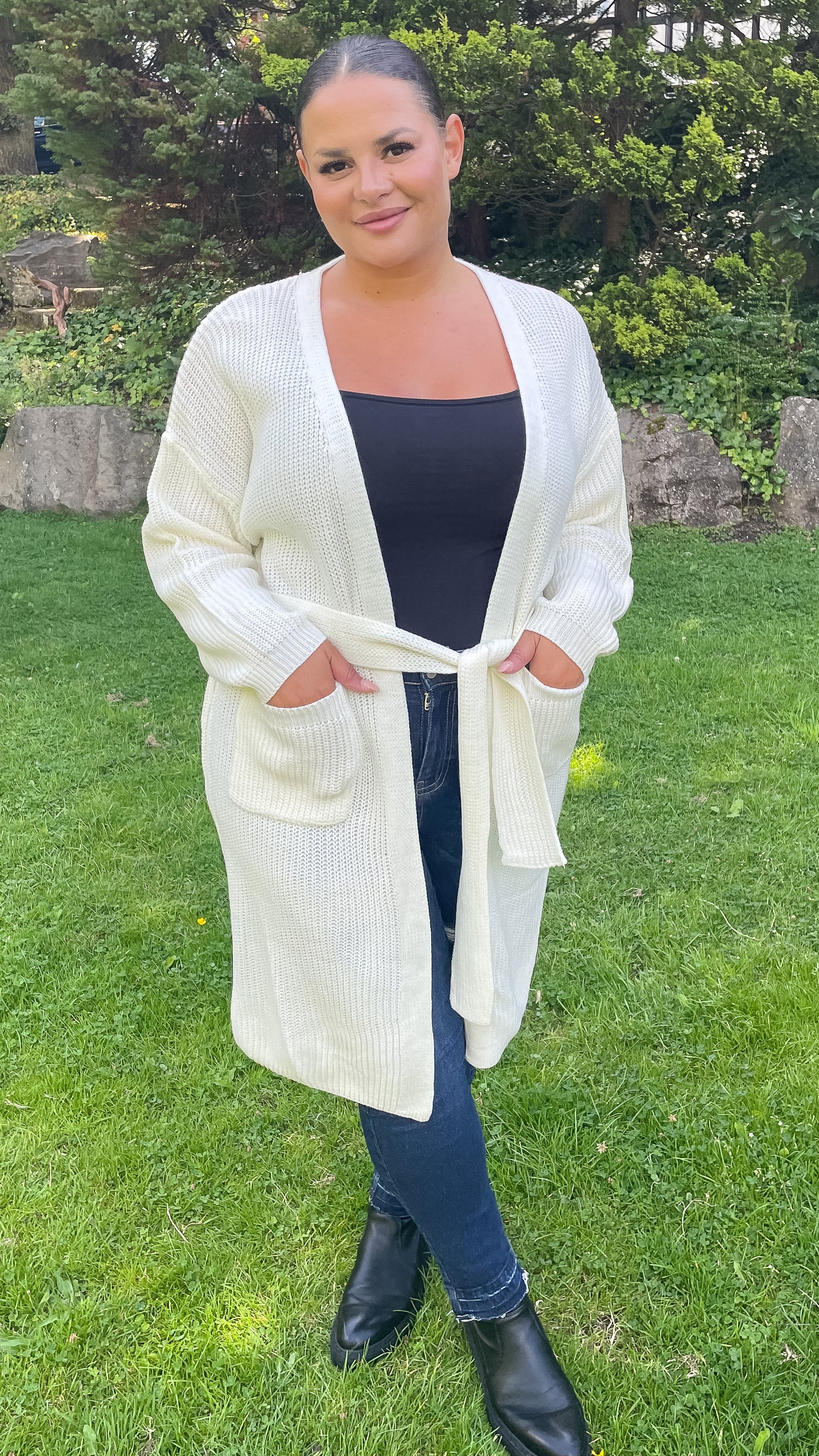CurveWow Maxi Cardigan Cream - Image 3