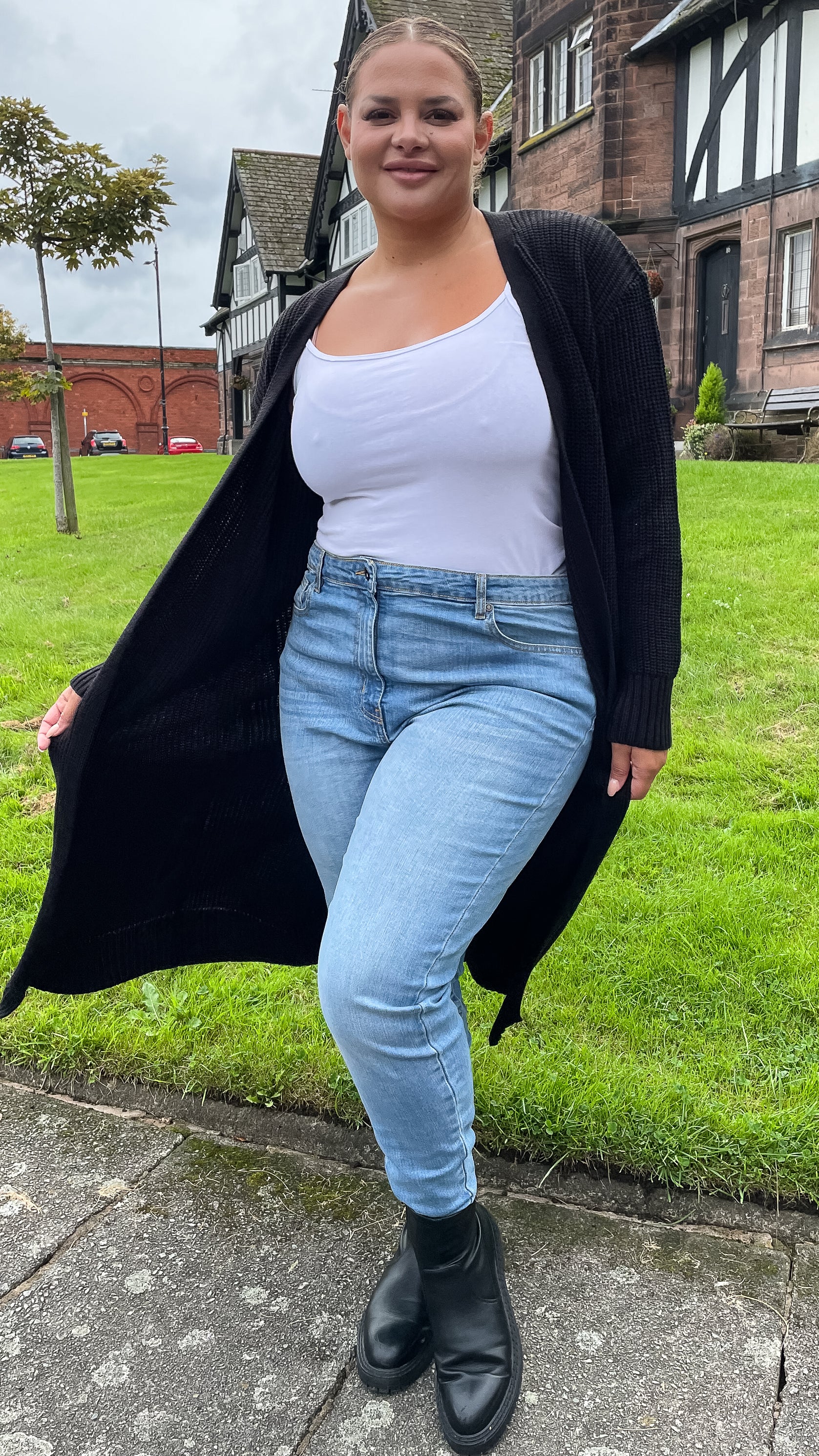 CurveWow Maxi Knitted Cardigan Black - Image 7