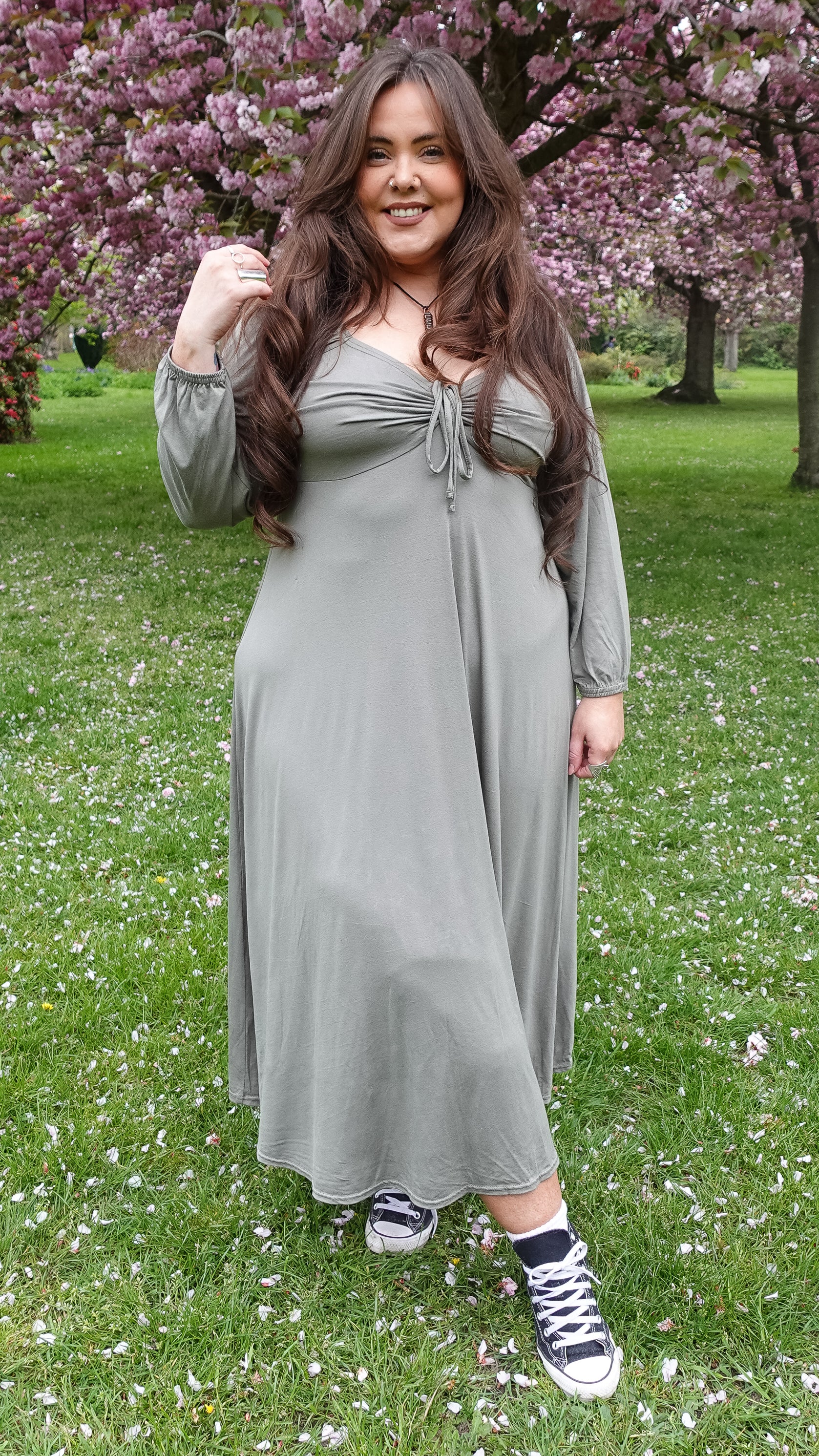 CurveWow Milkmaid Dress Khaki - Image 4