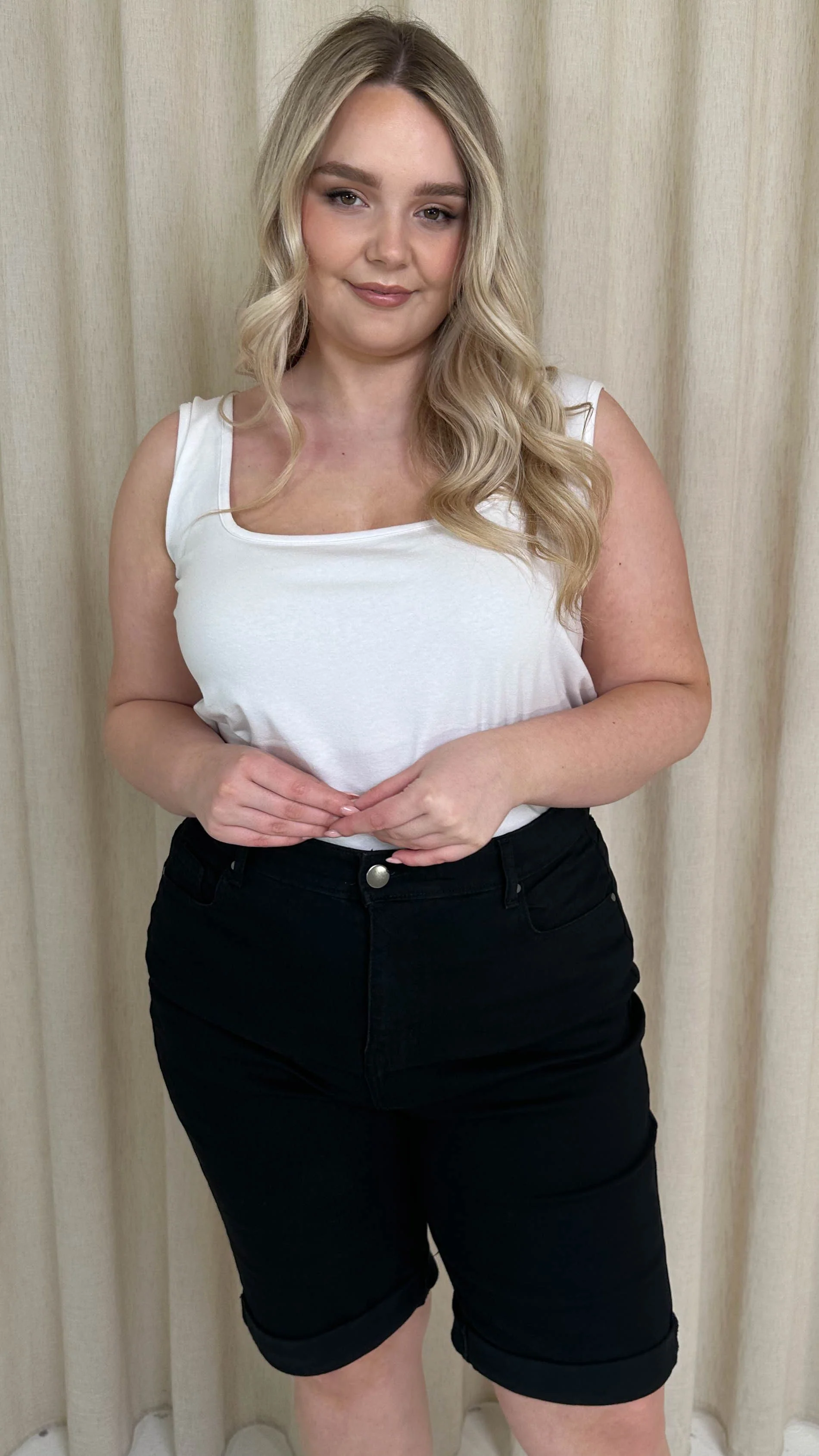 CurveWow Mom Style Denim Shorts Jet Black - Image 7