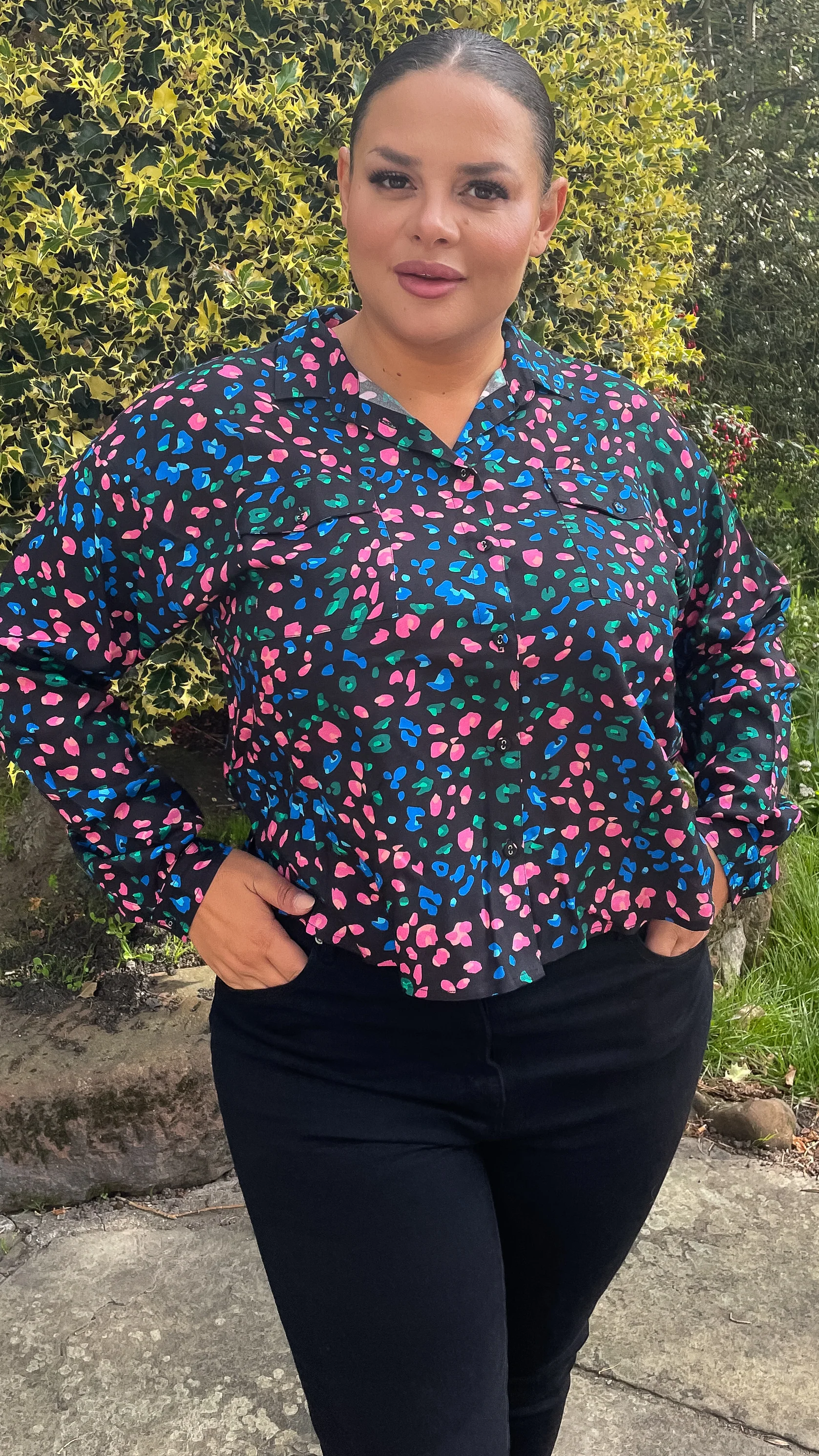 CurveWow Multi Animal Print Shirt Black - Image 7