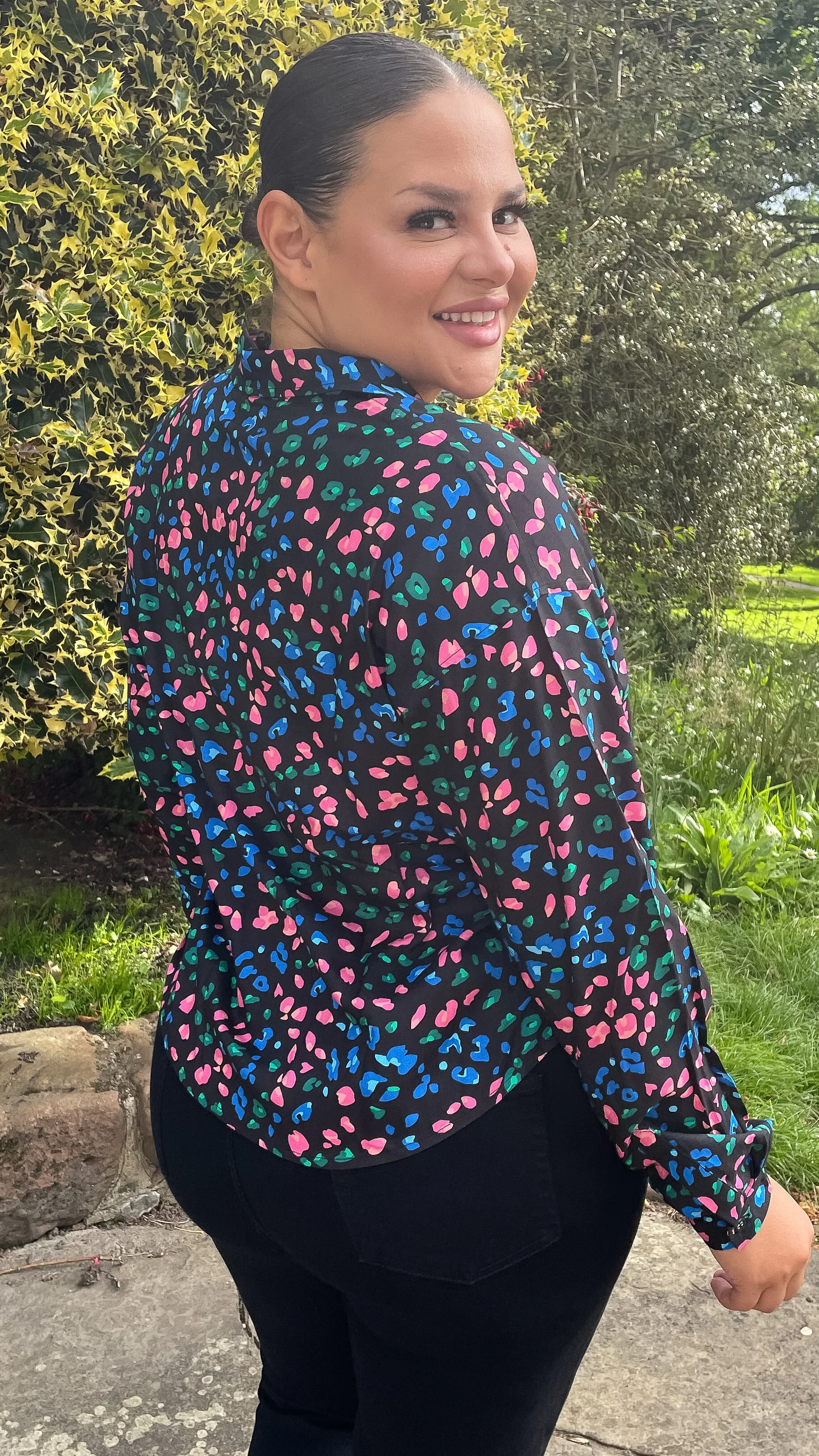 CurveWow Multi Animal Print Shirt Black - Image 8