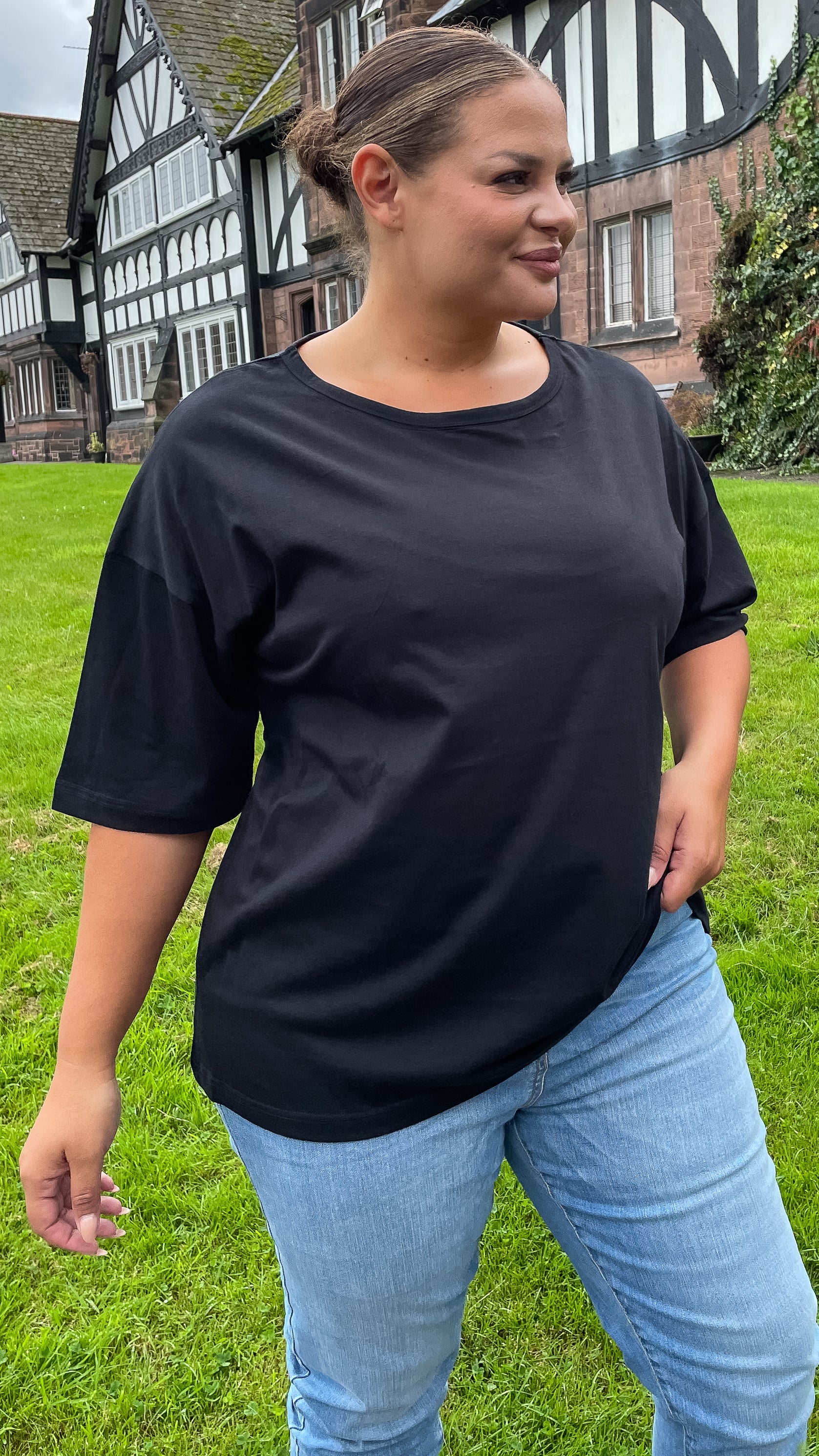 CurveWow Oversized Basic T-Shirt Black - Image 5