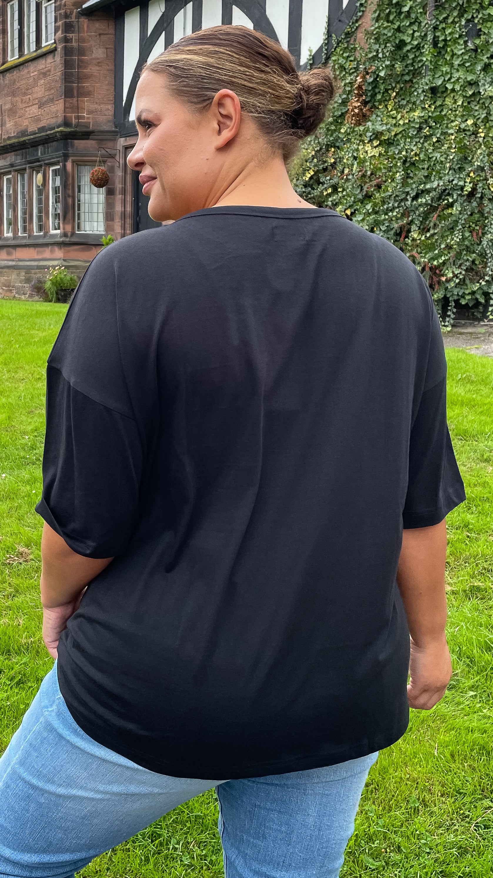 CurveWow Oversized Basic T-Shirt Black - Image 7