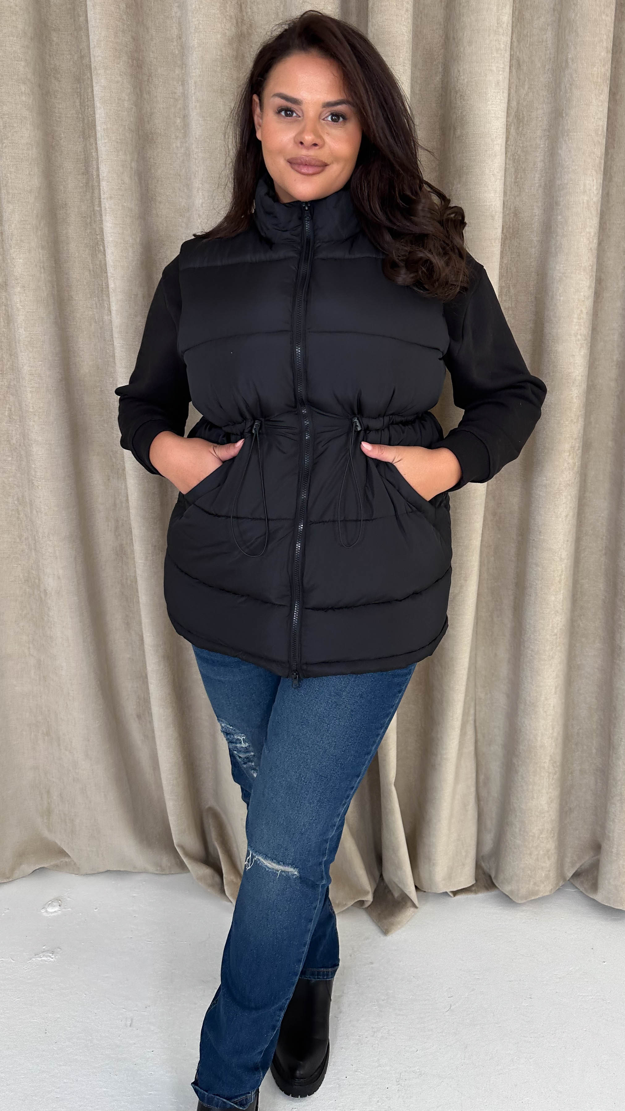 CurveWow Padded Gilet Black - Image 3