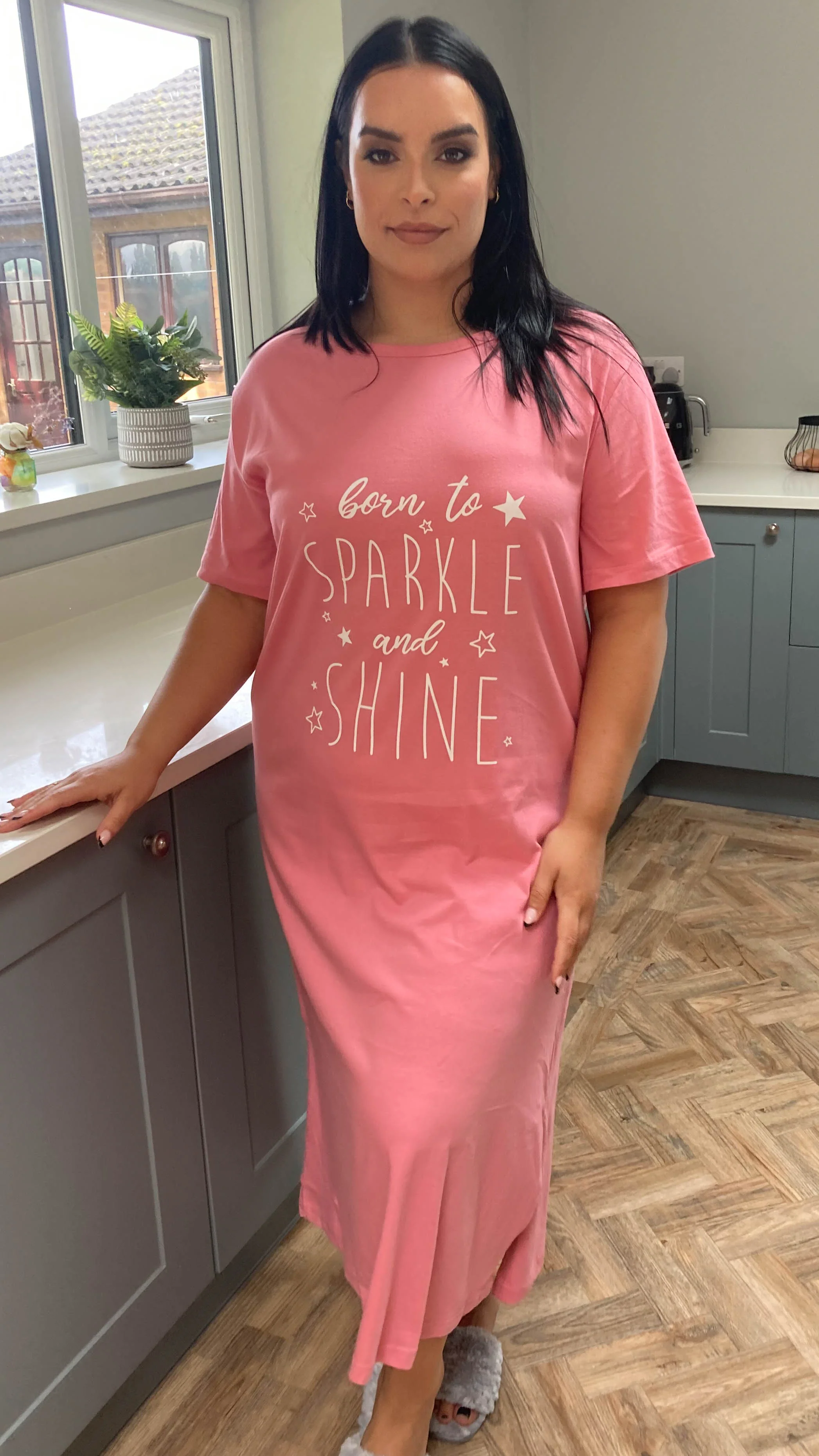 CurveWow Pink 'Born to Sparkle…' Nightgown - Image 5