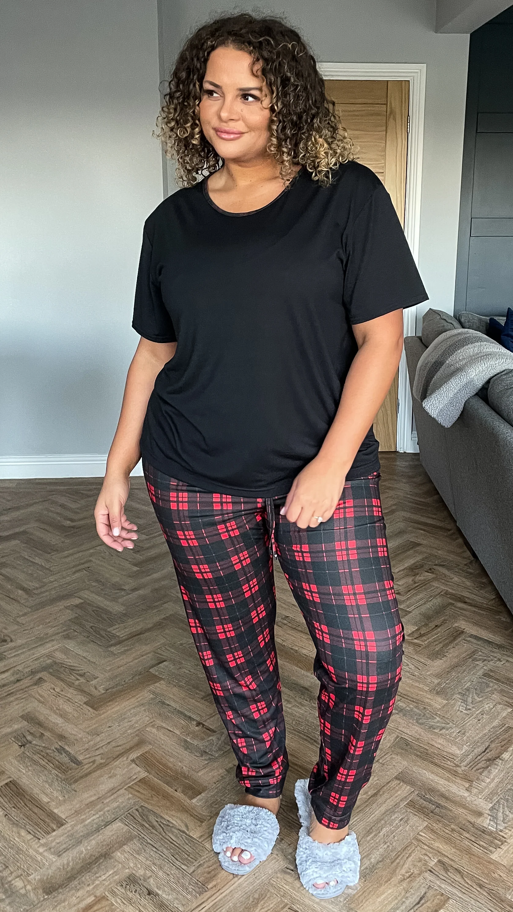 CurveWow PJ Set Red & Black Check - Image 4