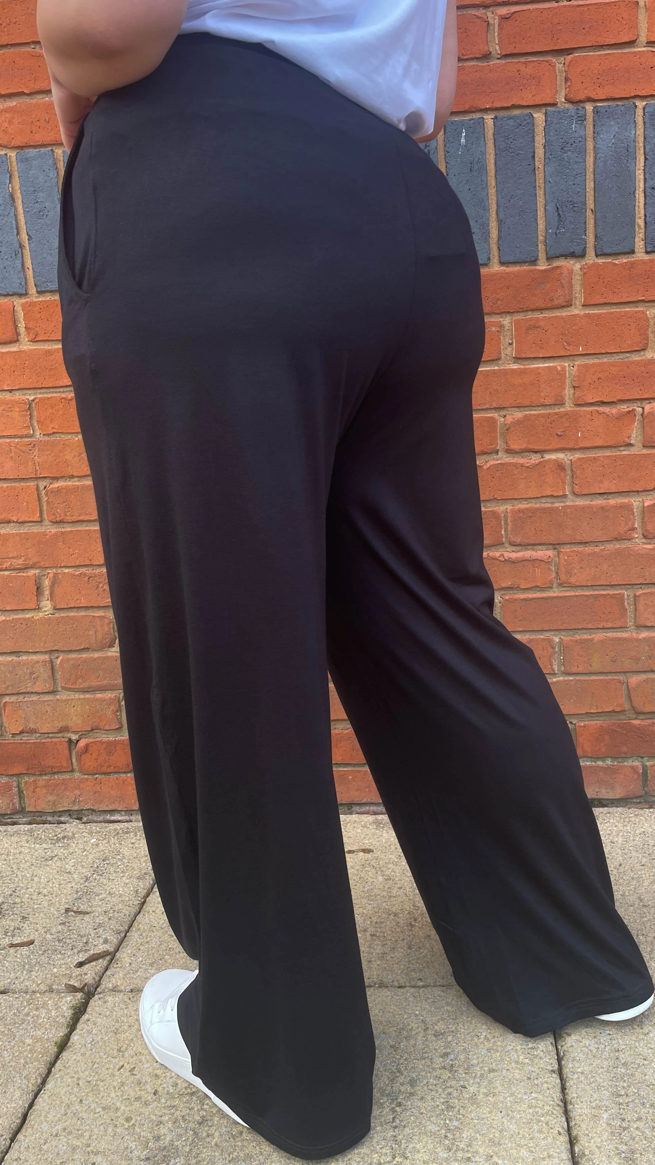CurveWow Pleated Wide Leg Trousers Black - Image 6