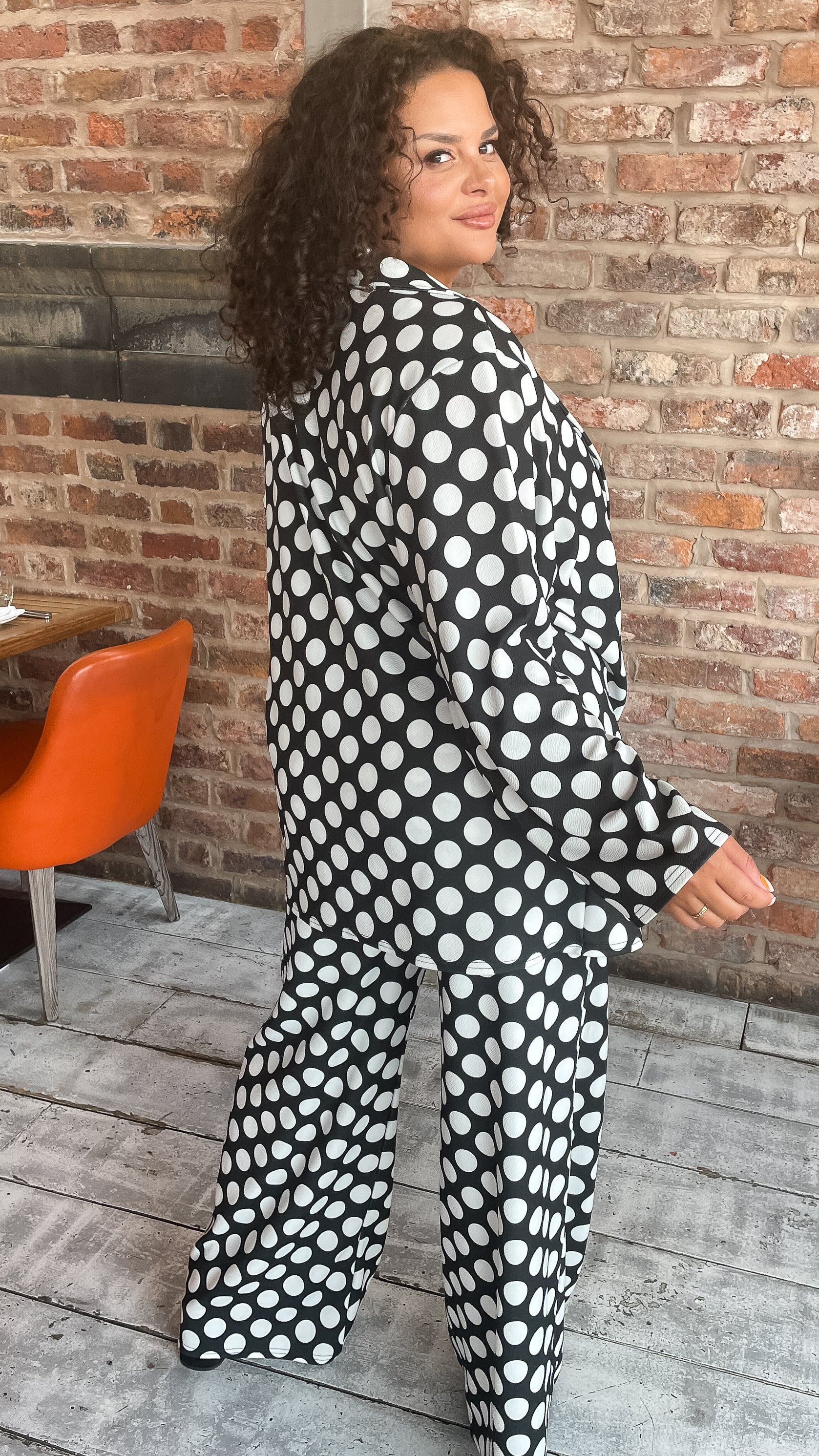 CurveWow Polka Dot Relaxed Blazer - Image 5