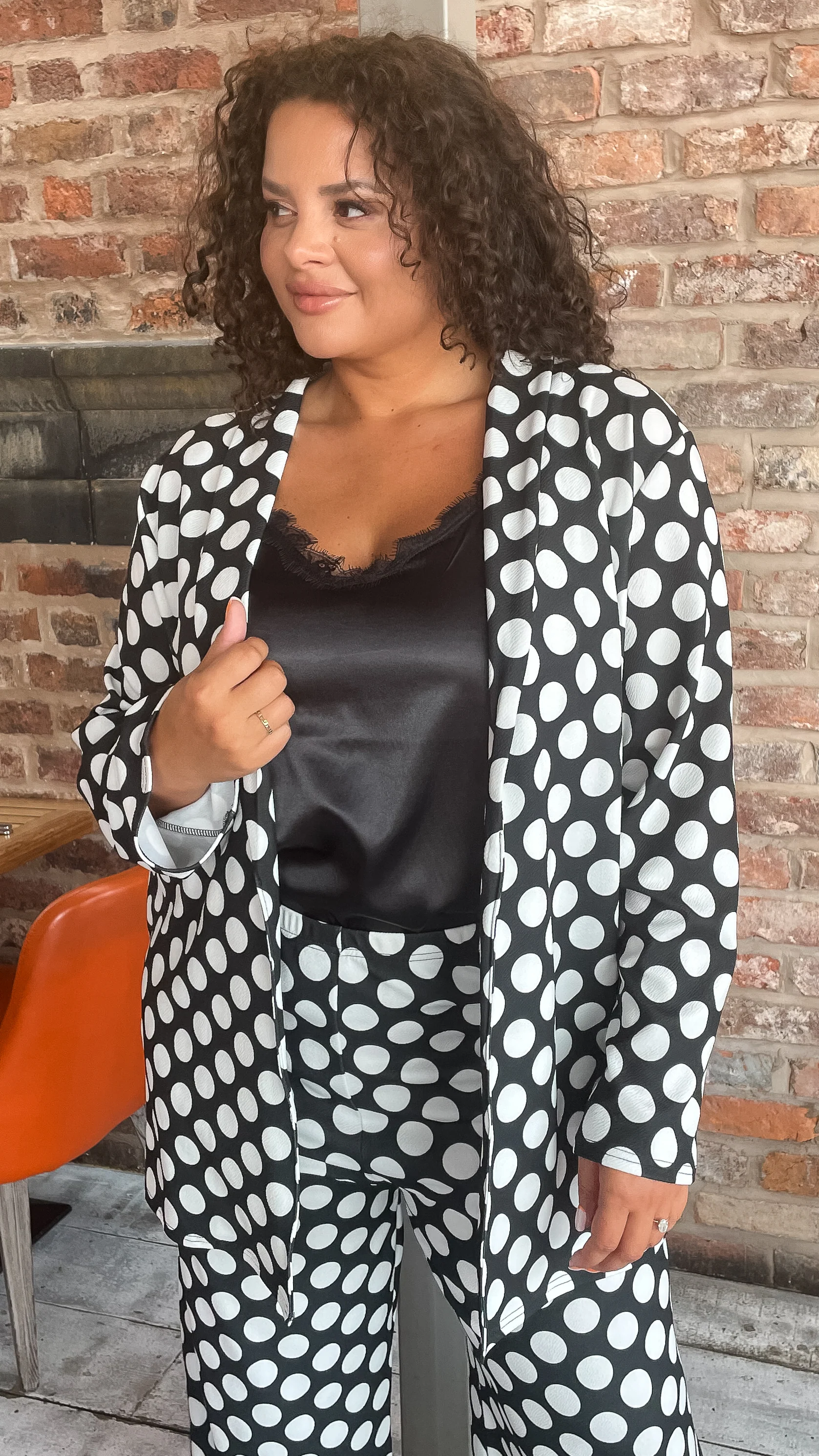 CurveWow Polka Dot Relaxed Blazer - Image 8