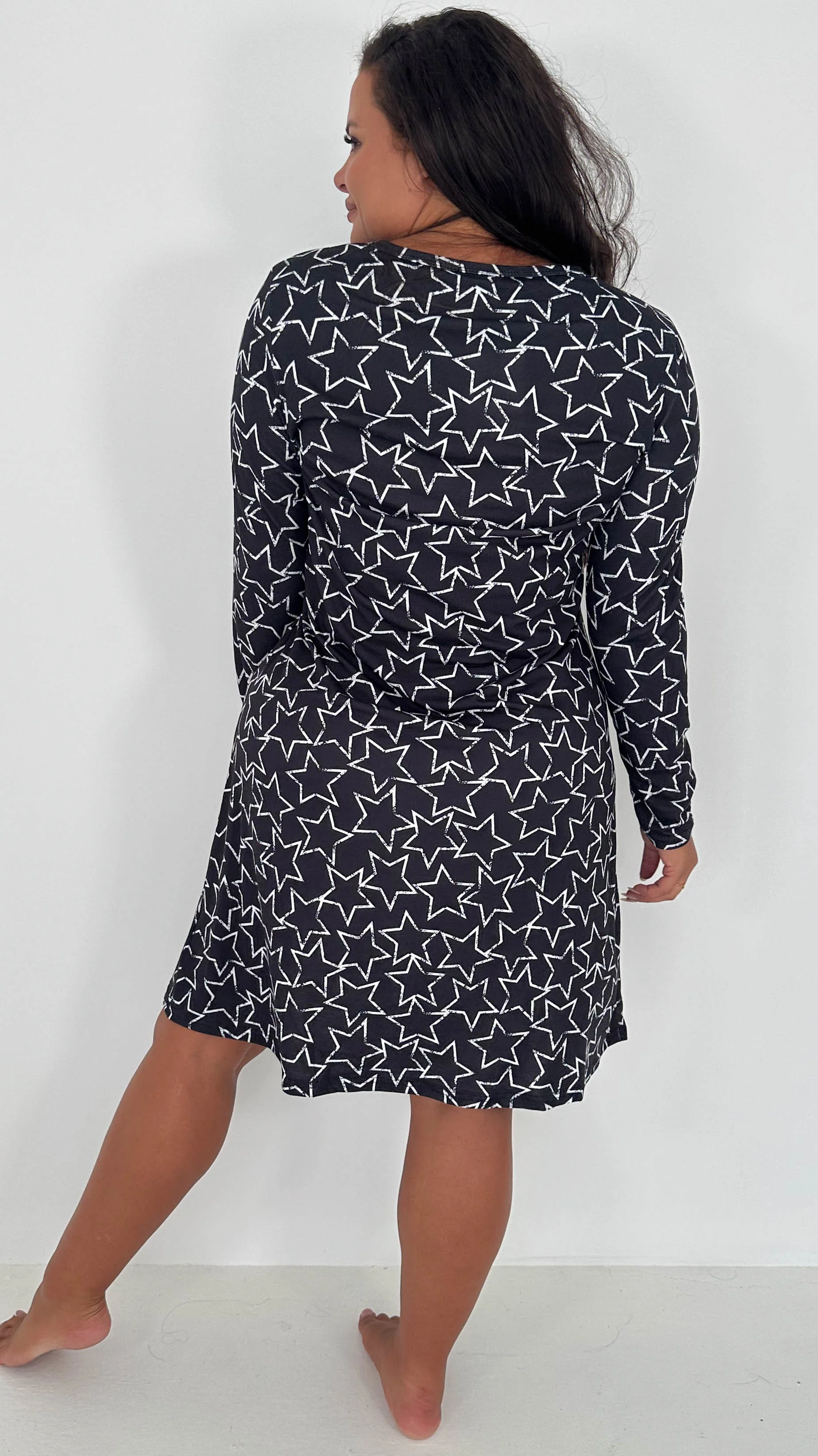 CurveWow Button Front Nightdress Star Print - Image 8