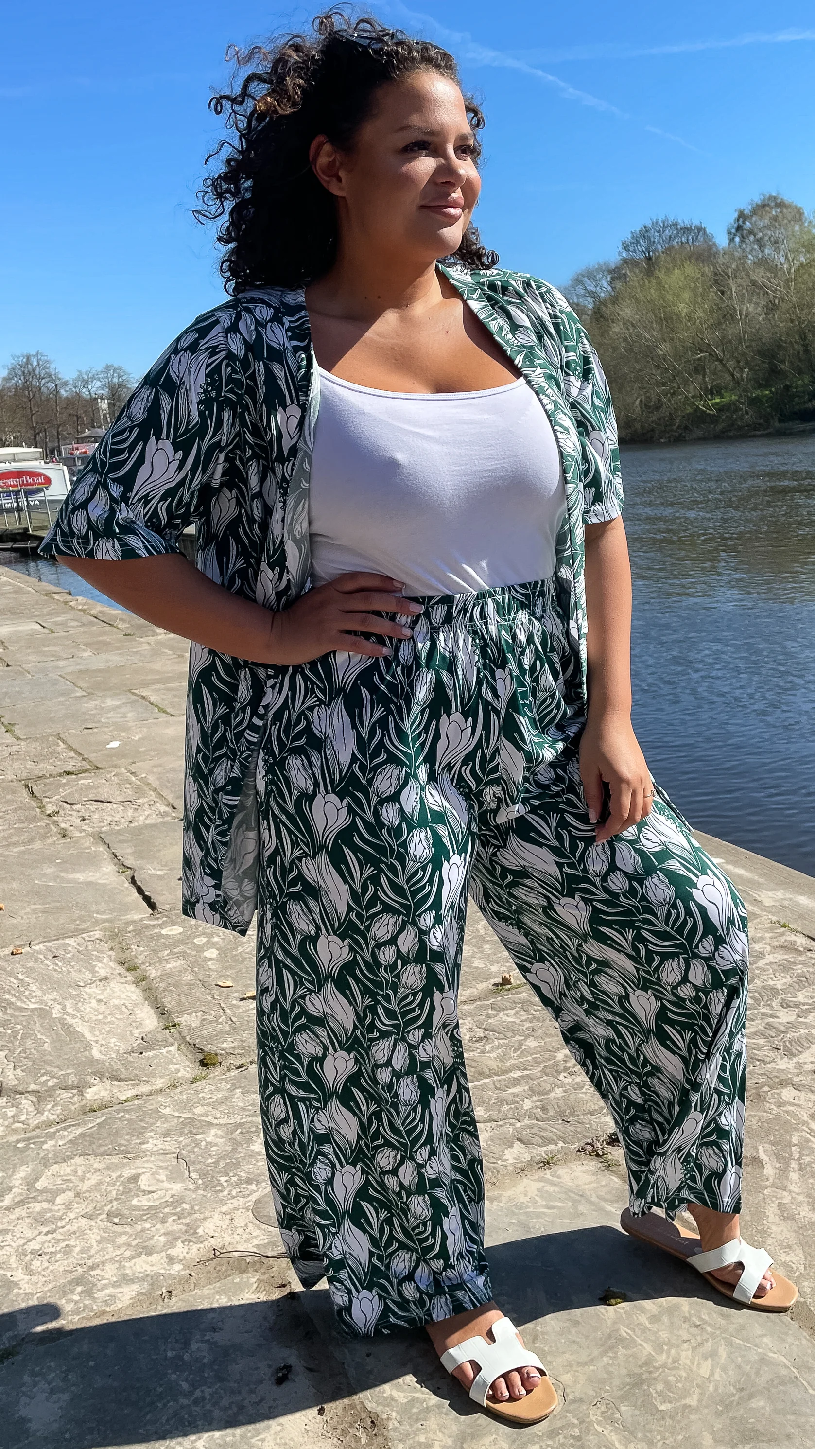 CurveWow Printed Kimono Green - Image 6