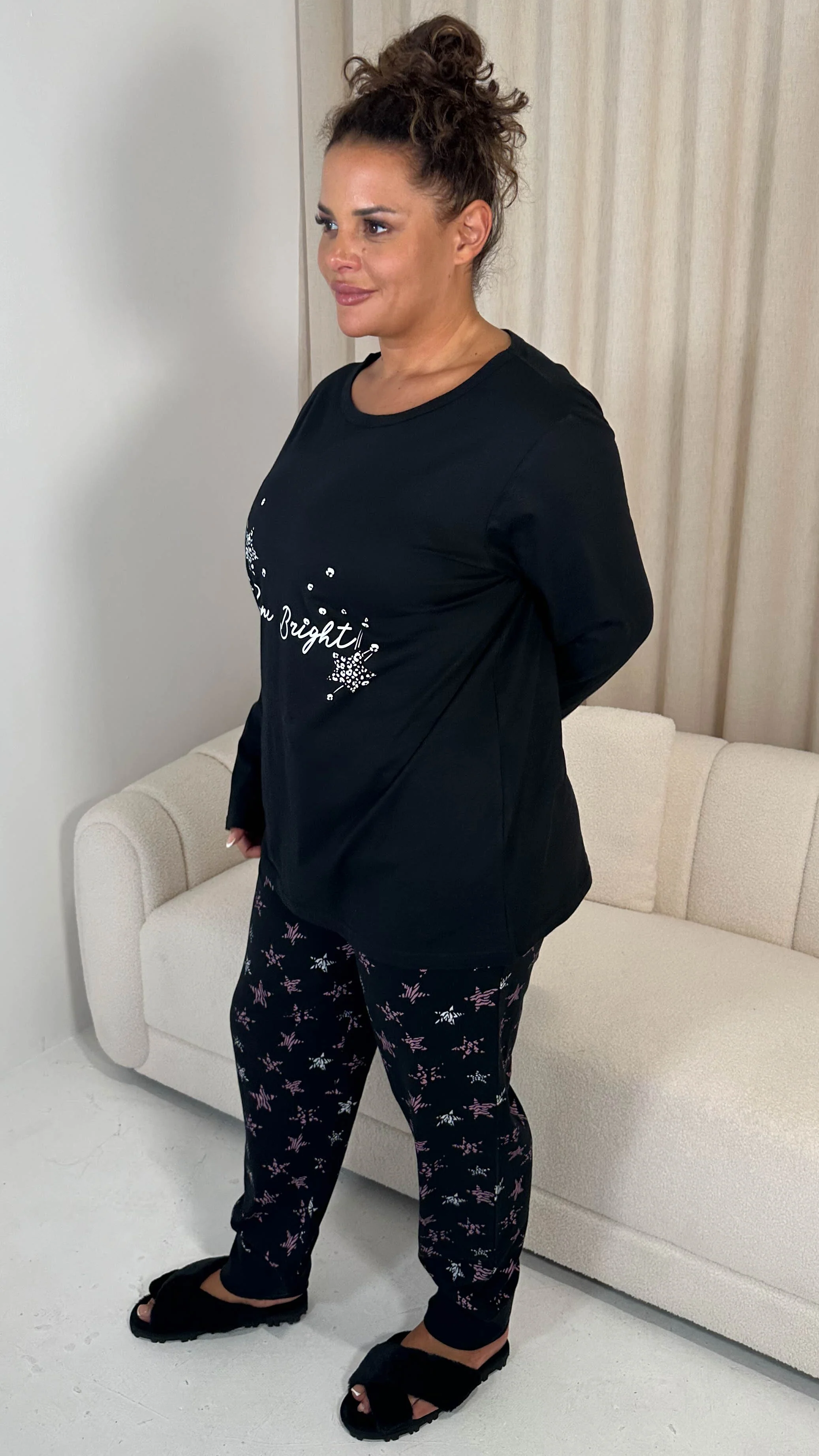 CurveWow Long Sleeve Pyjama Set 'Shine Bright' Print - Image 6